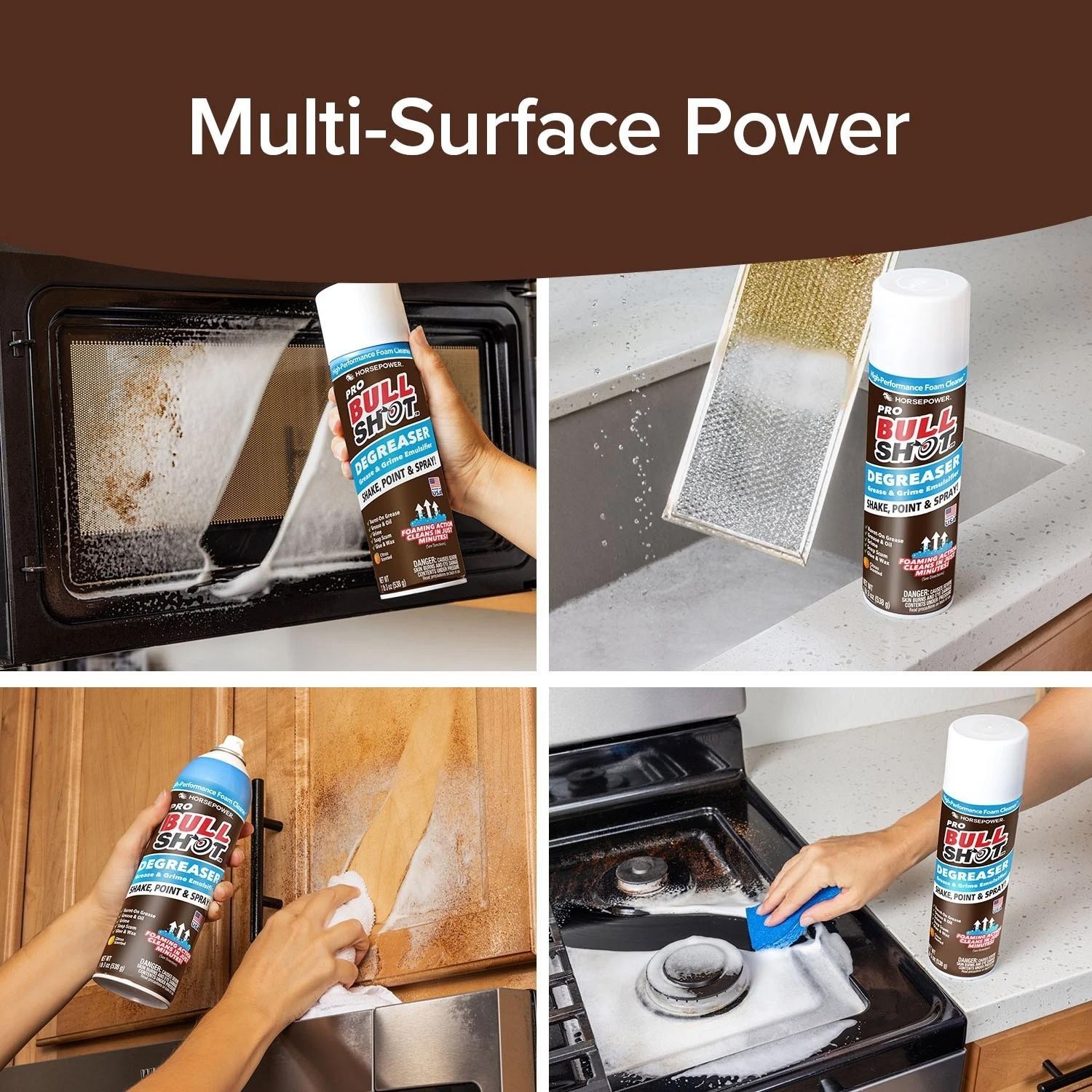 Bull Shot Degreaser Pro Foaming Grime Remover Spray Made in USA……..