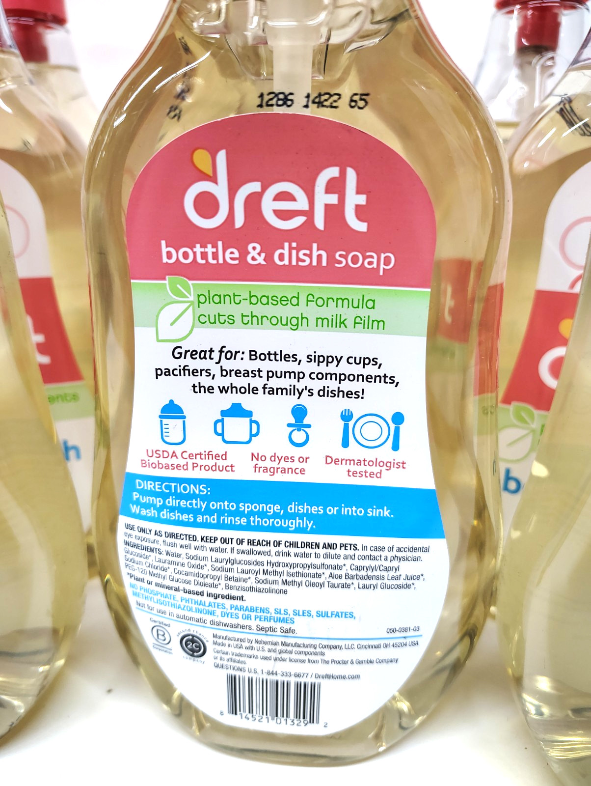 12 PK Dreft Bottle and Dish Soap, Fragrance Free Formula, Baby Bottle Wash, 18oz