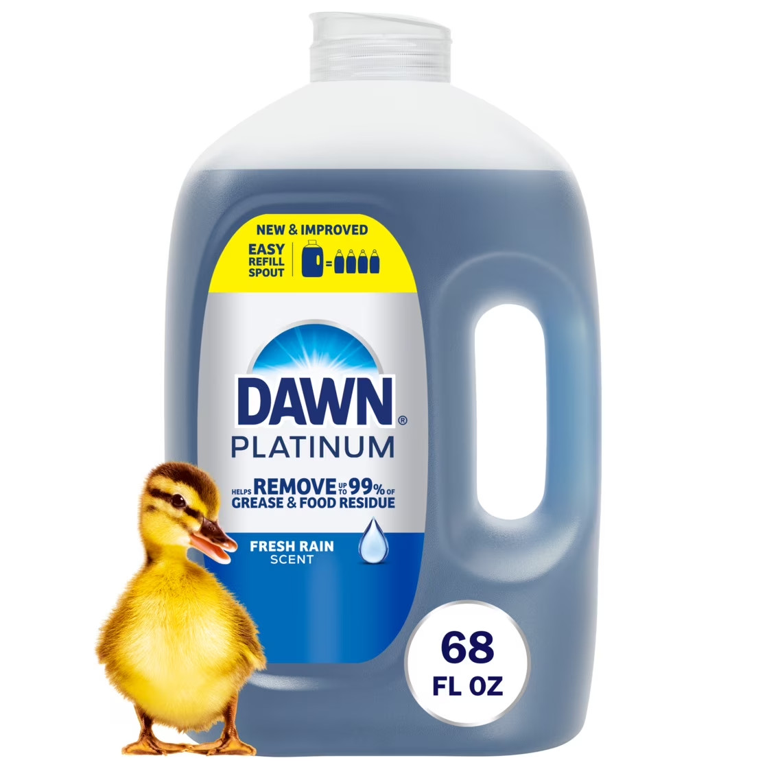 Dawn Platinum, Dishwashing Liquid, Refill Jug, Dish Soap, Fresh Rain, 68 Fl oz