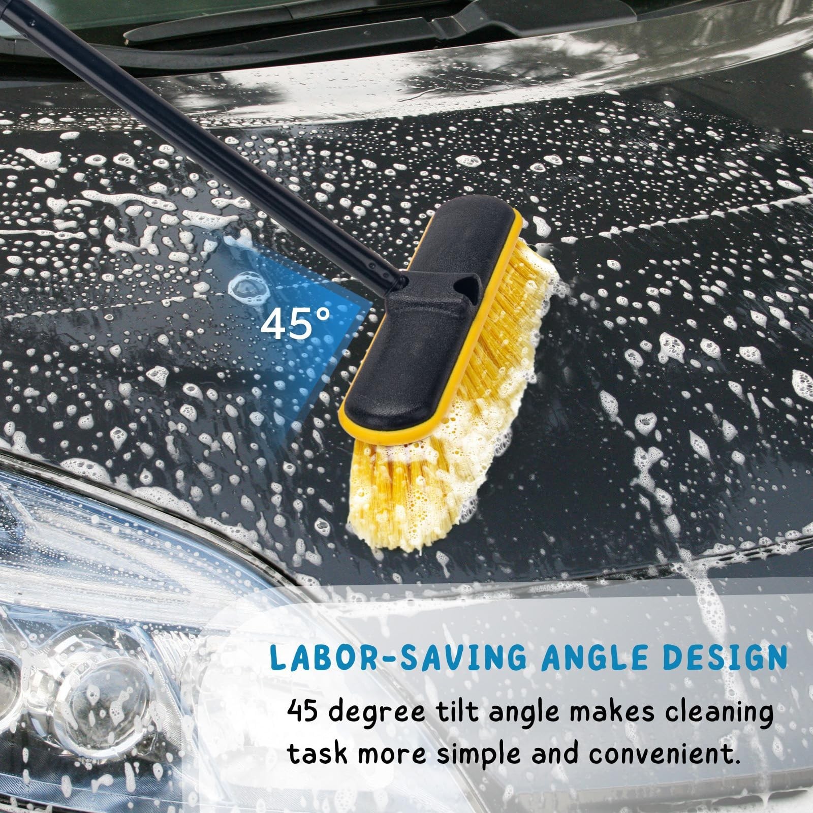 Car Wash Brush with Long Handle, 55” Vehicles Exterior Washing Supplies, Sof…