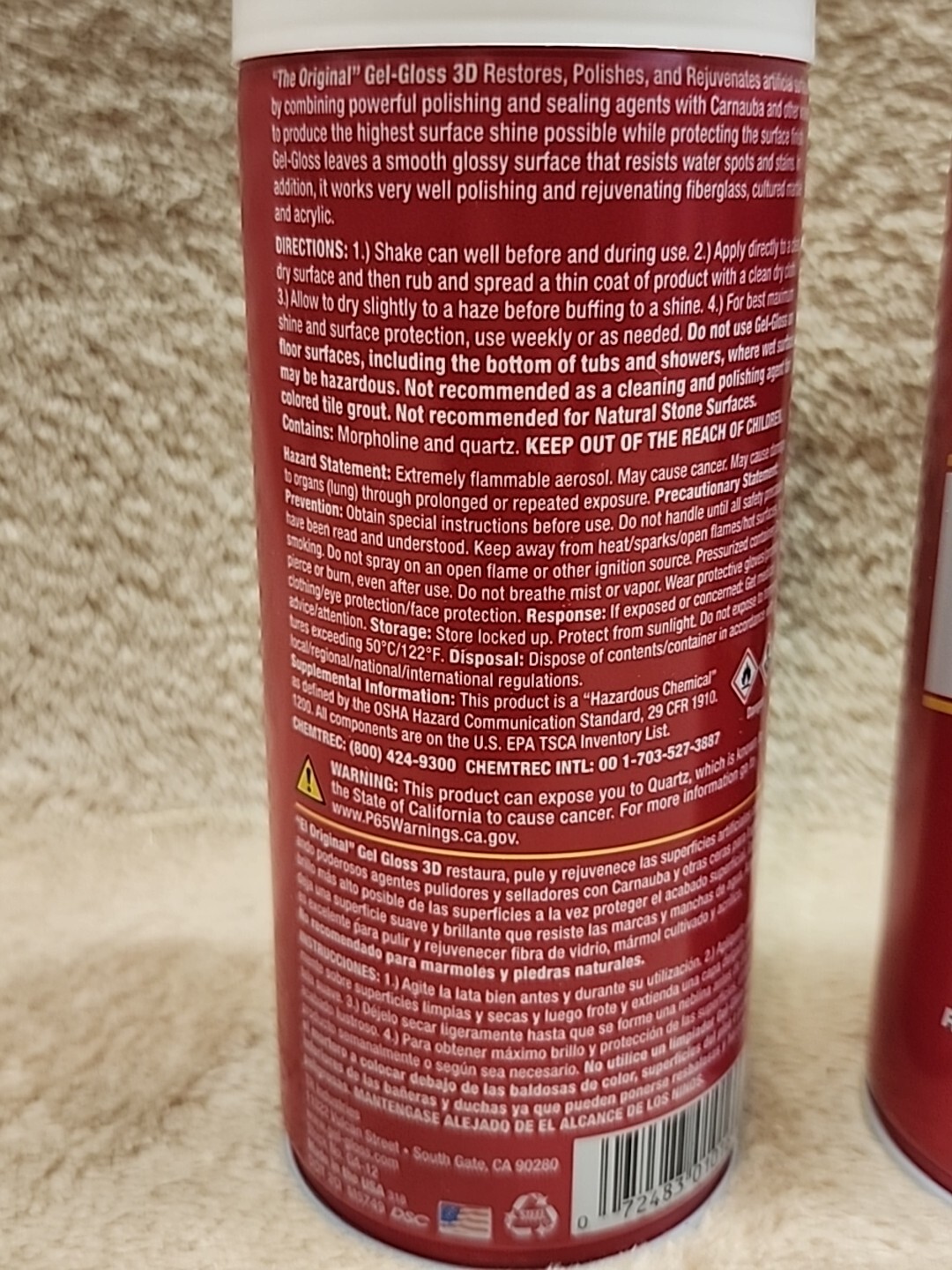 Lot of 3: Original Gel-Gloss Kitchen & Bath Polish & Protector, 12oz Aerosol Can