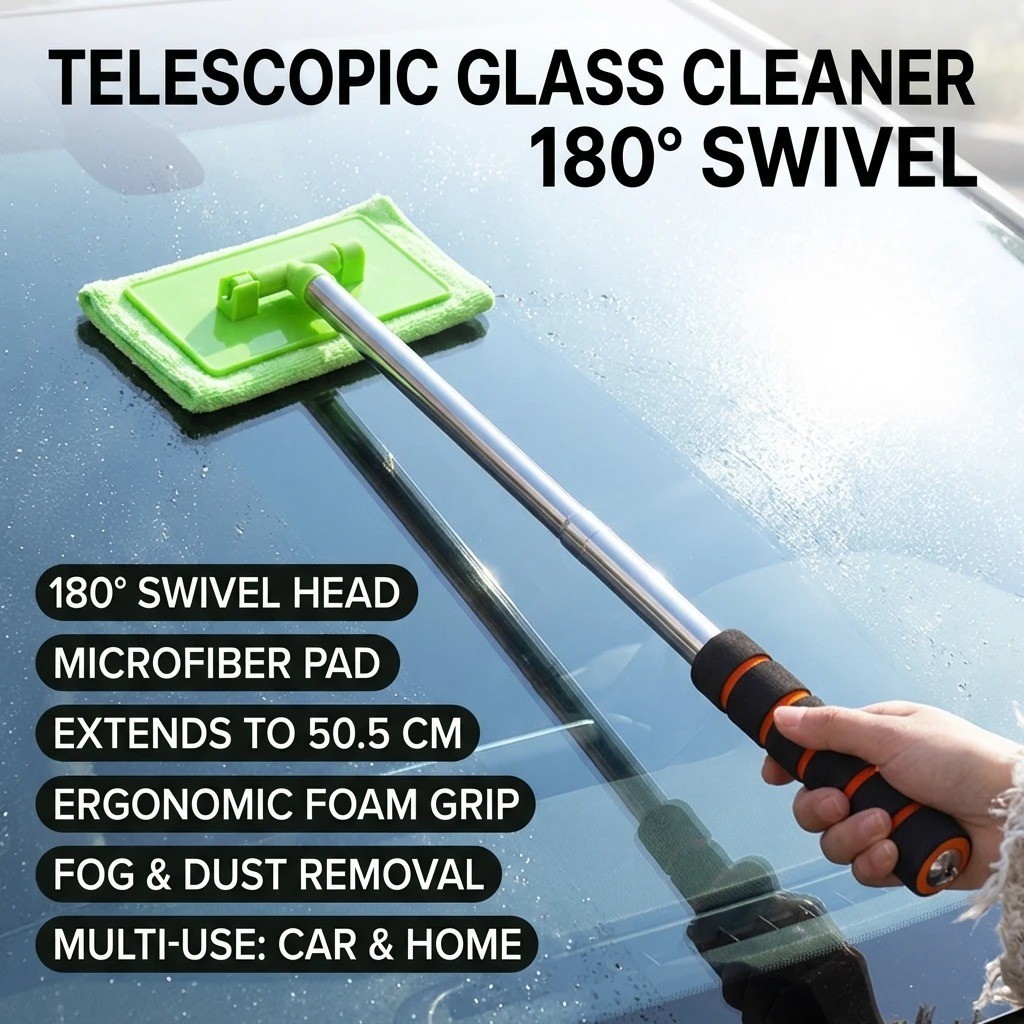 Windshield Cleaning Tool Kit & Car Window Glass Wiper Cleaner Brush Extendable