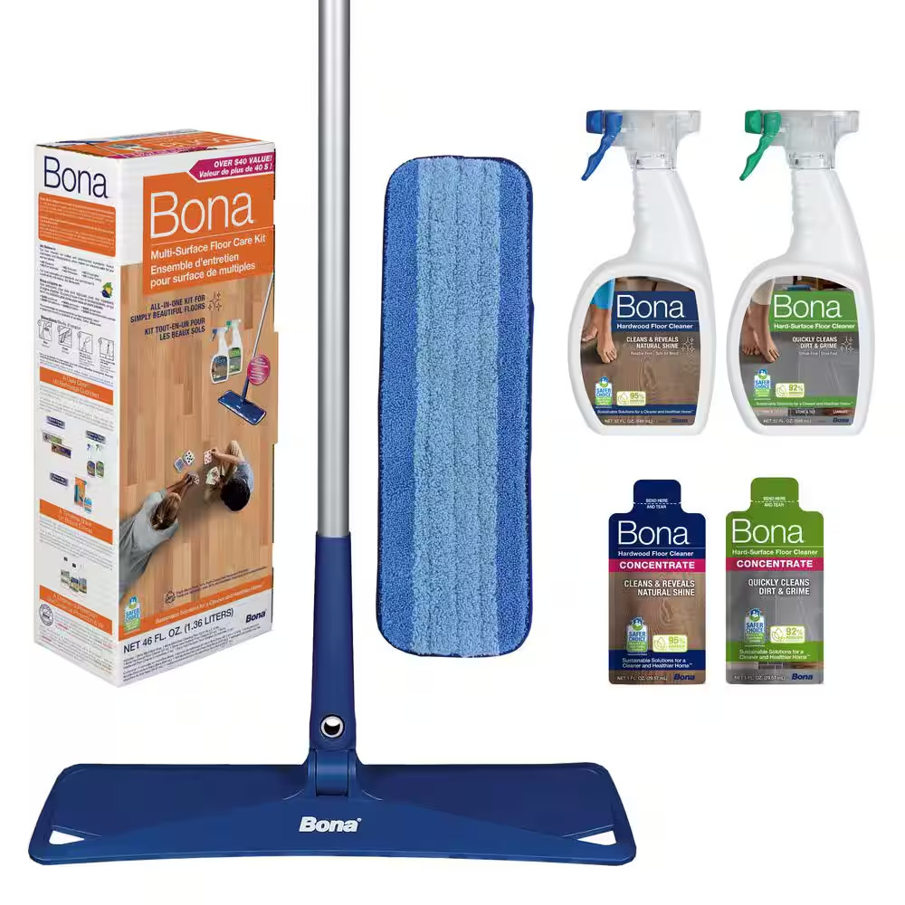 Bona WM710013501 52 in. Steel Handle Fiber Bristle Multi-Surface Floor Care Kit
