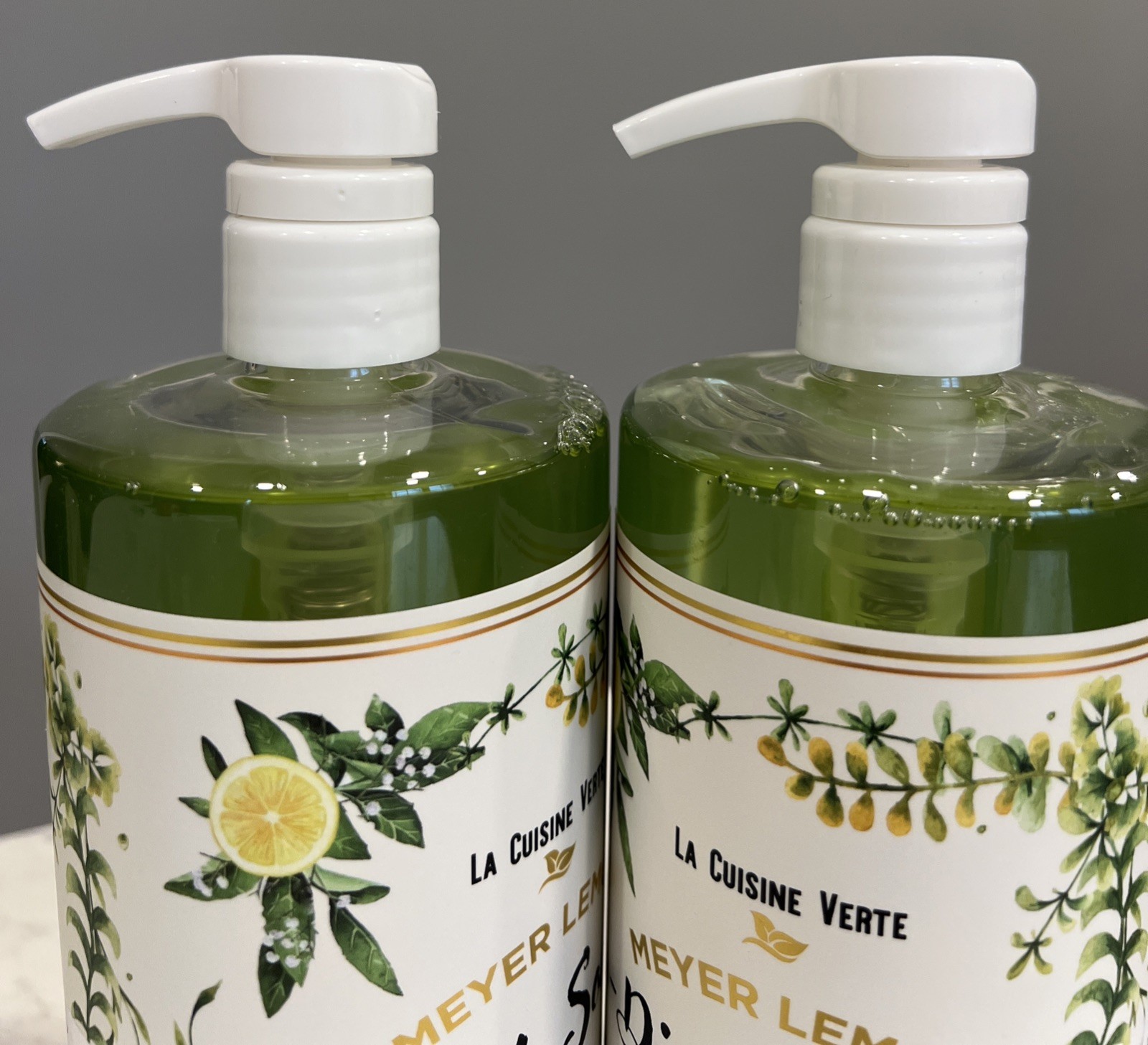 2 Bottles Meyer Lemon Dish Soap ~ Tough on Grease, Gentle on Hands 32 fl oz Each