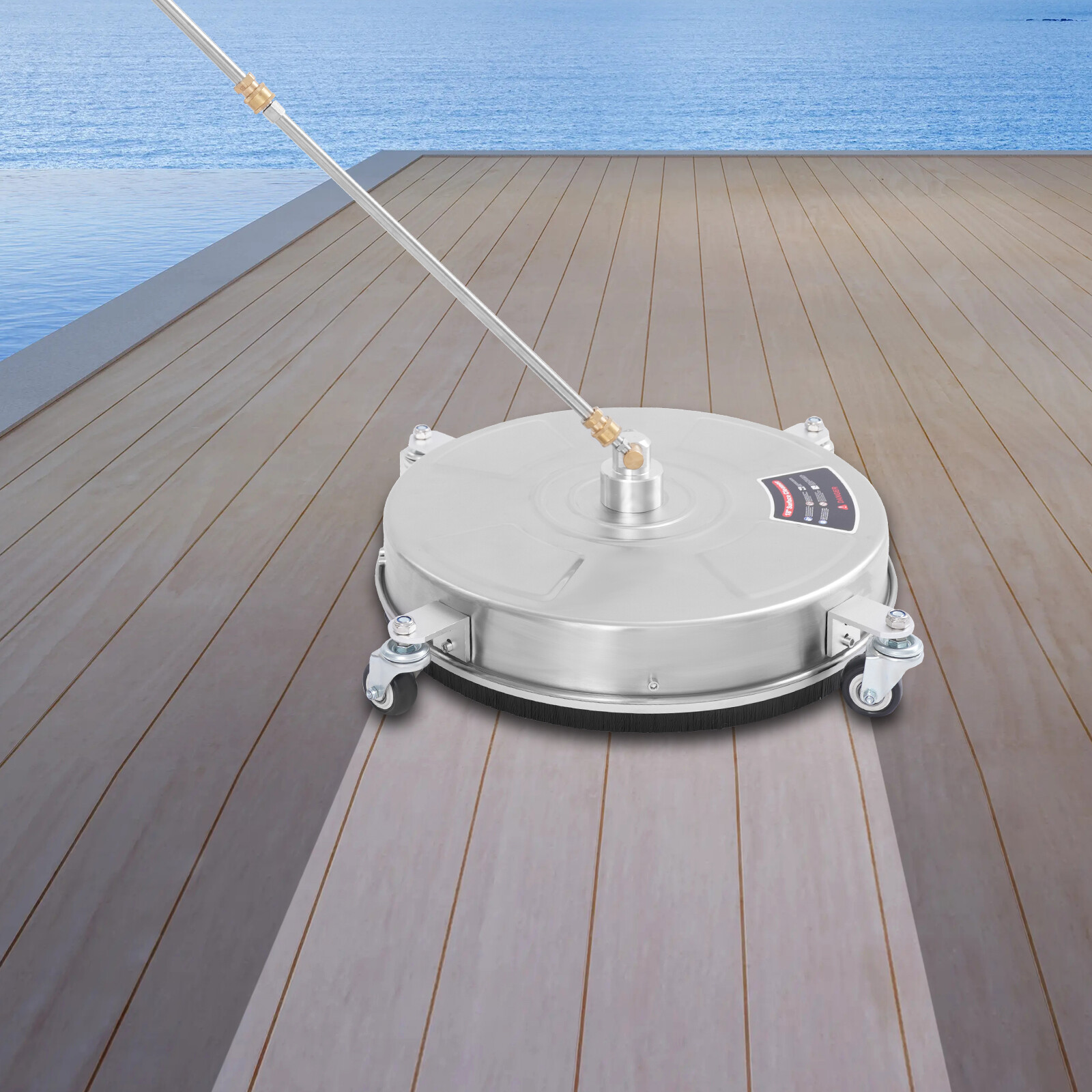 Modern 18-inch Surface Cleaner Stainless Steel Surface Cleaner with 4 Wheels NEW