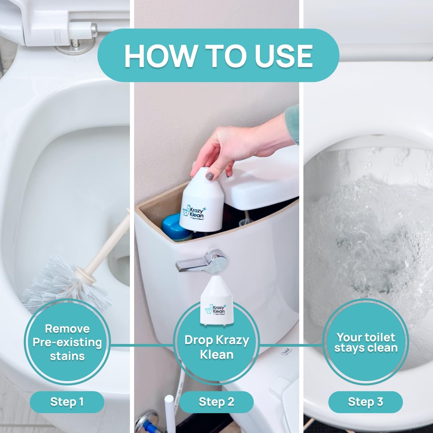 Toilet Cleaner Chemical Free Drop In Tank System 1 Count Hard Water Stains &