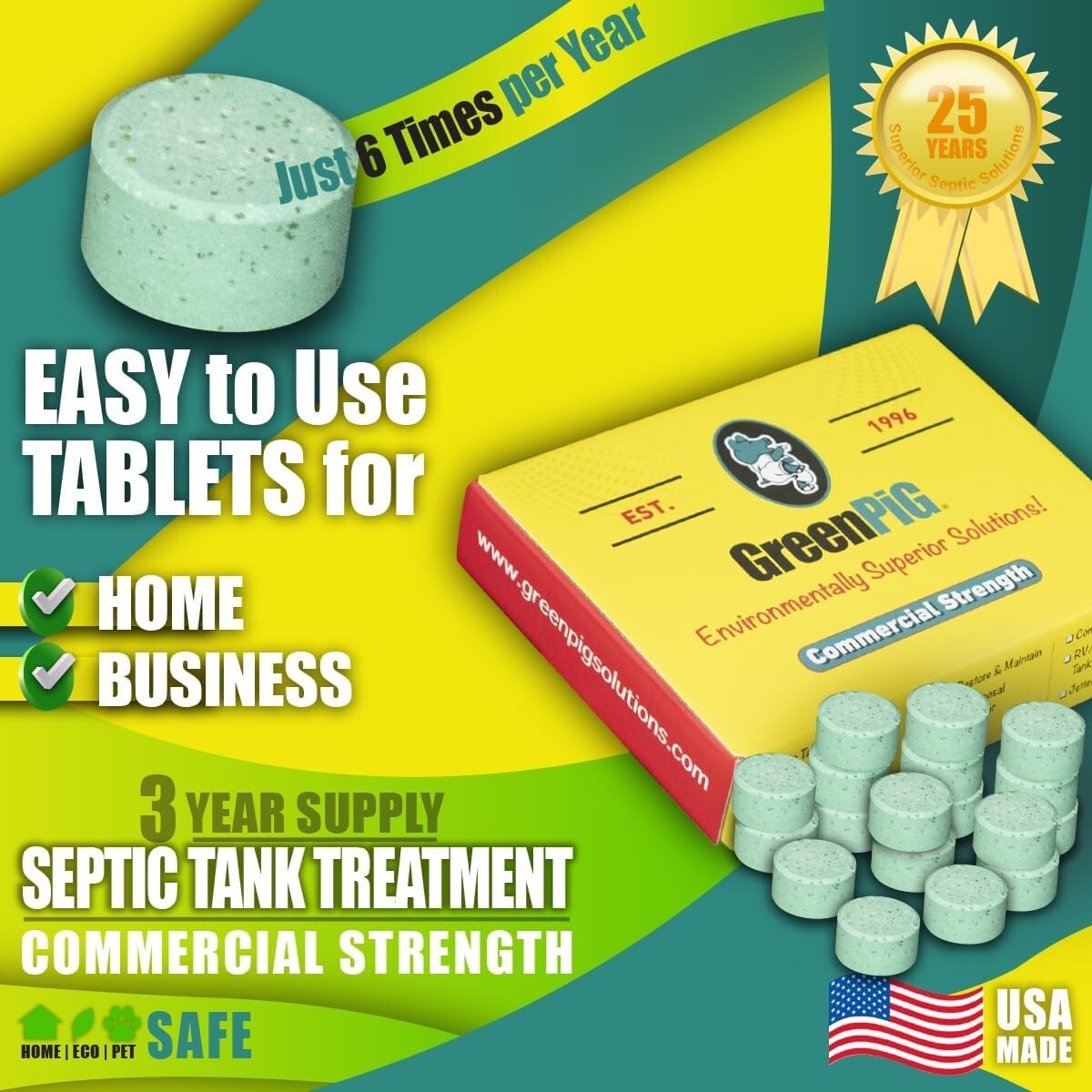 Commercial Strength Septic Treatment Pods – 18 Tablet Supply for 1,500 Gallons