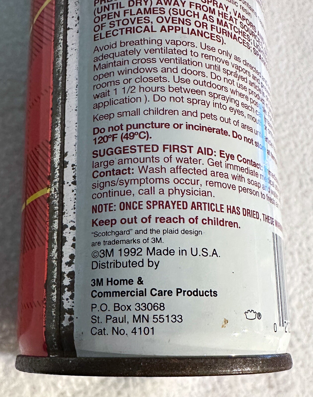 Scotch-Gard Guard Fabric Protector 10oz Spray Can OLD FORMULA 1992 USA Made Vtg