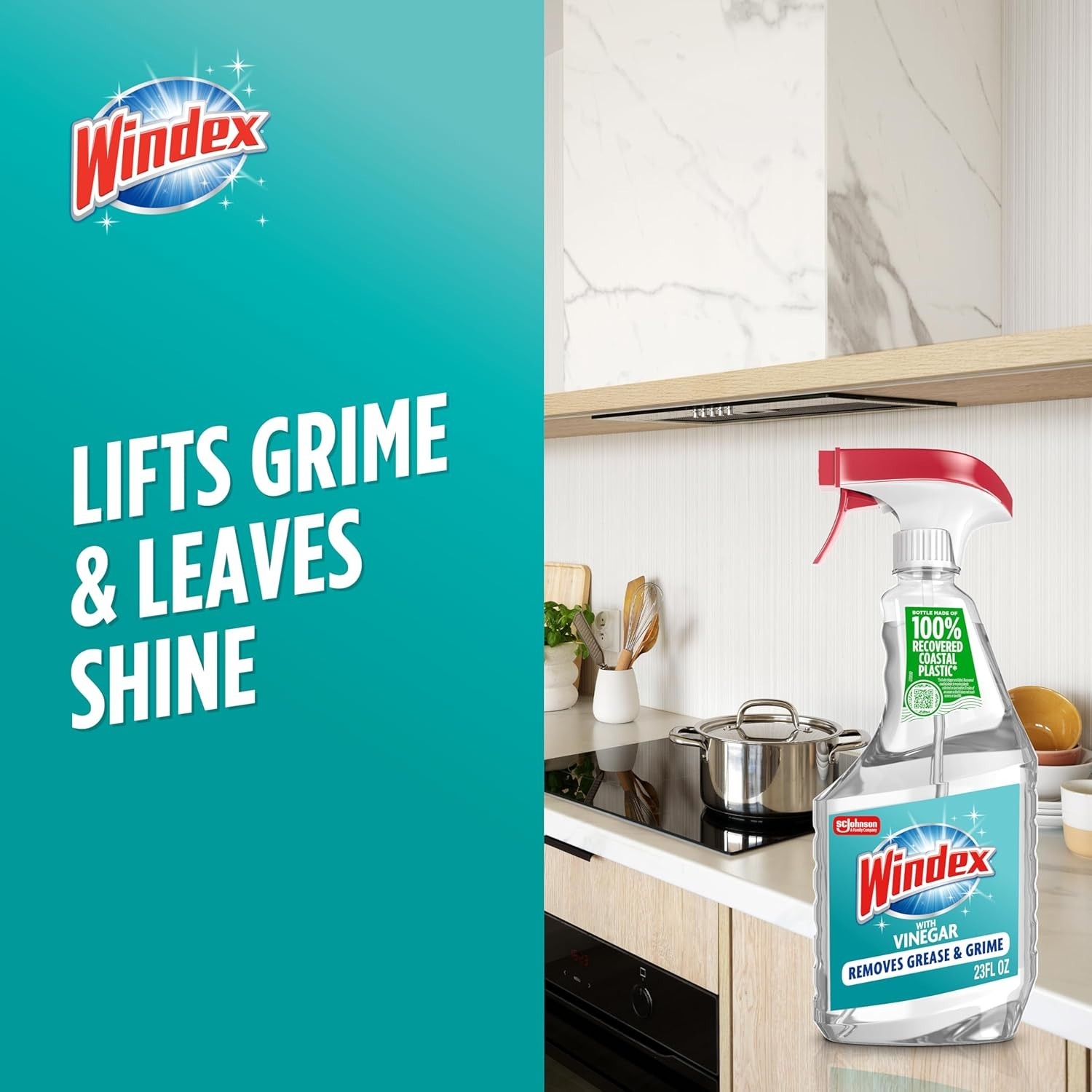 Windex with Vinegar Glass Cleaner Spray Bottle, 23 fl oz.