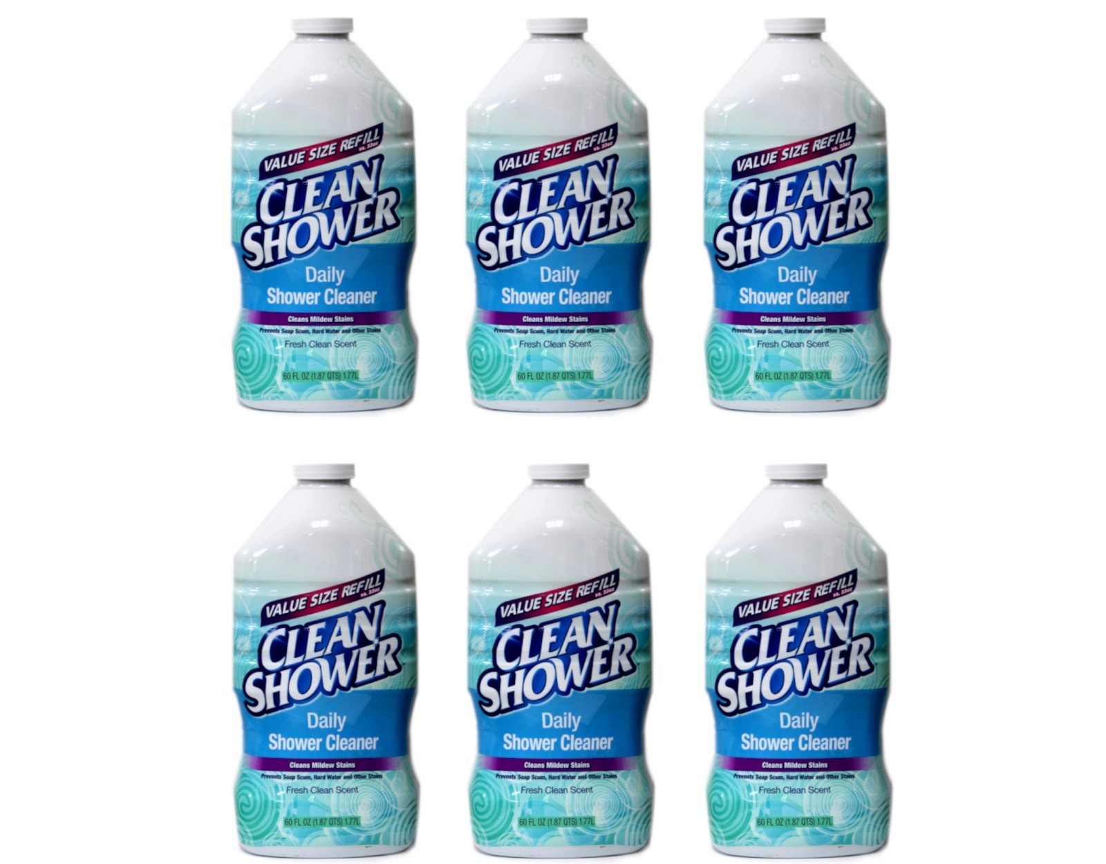 Clean Shower Daily Shower Cleaner Refill, 60 fl oz – Pack of 6