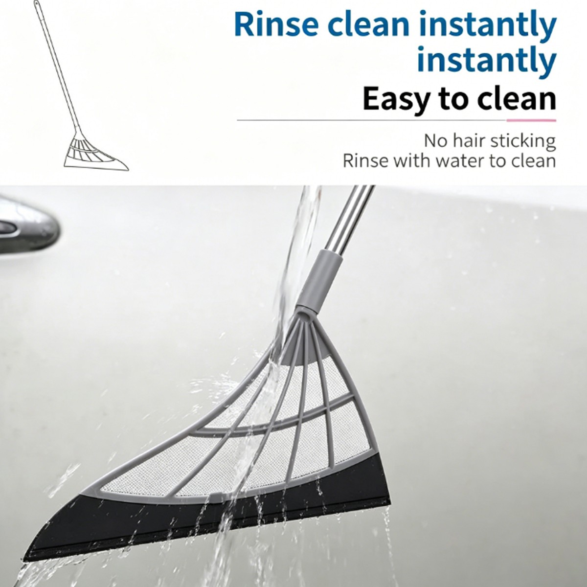 Multifunction Floor Squeegee, Shower Window Water Remover with Long Handle