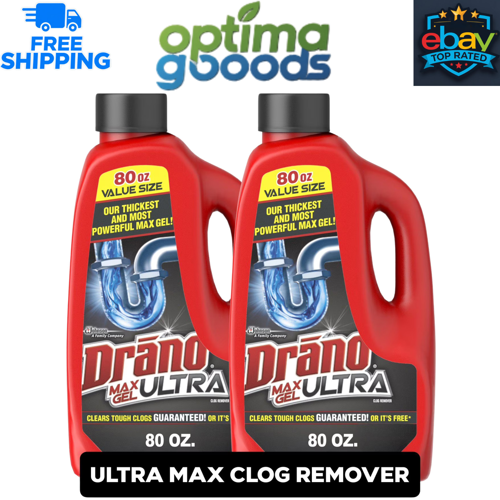 Drano Max Ultra Gel Drain Opener 2 Pack (160 fl oz Total) Clog Remover.