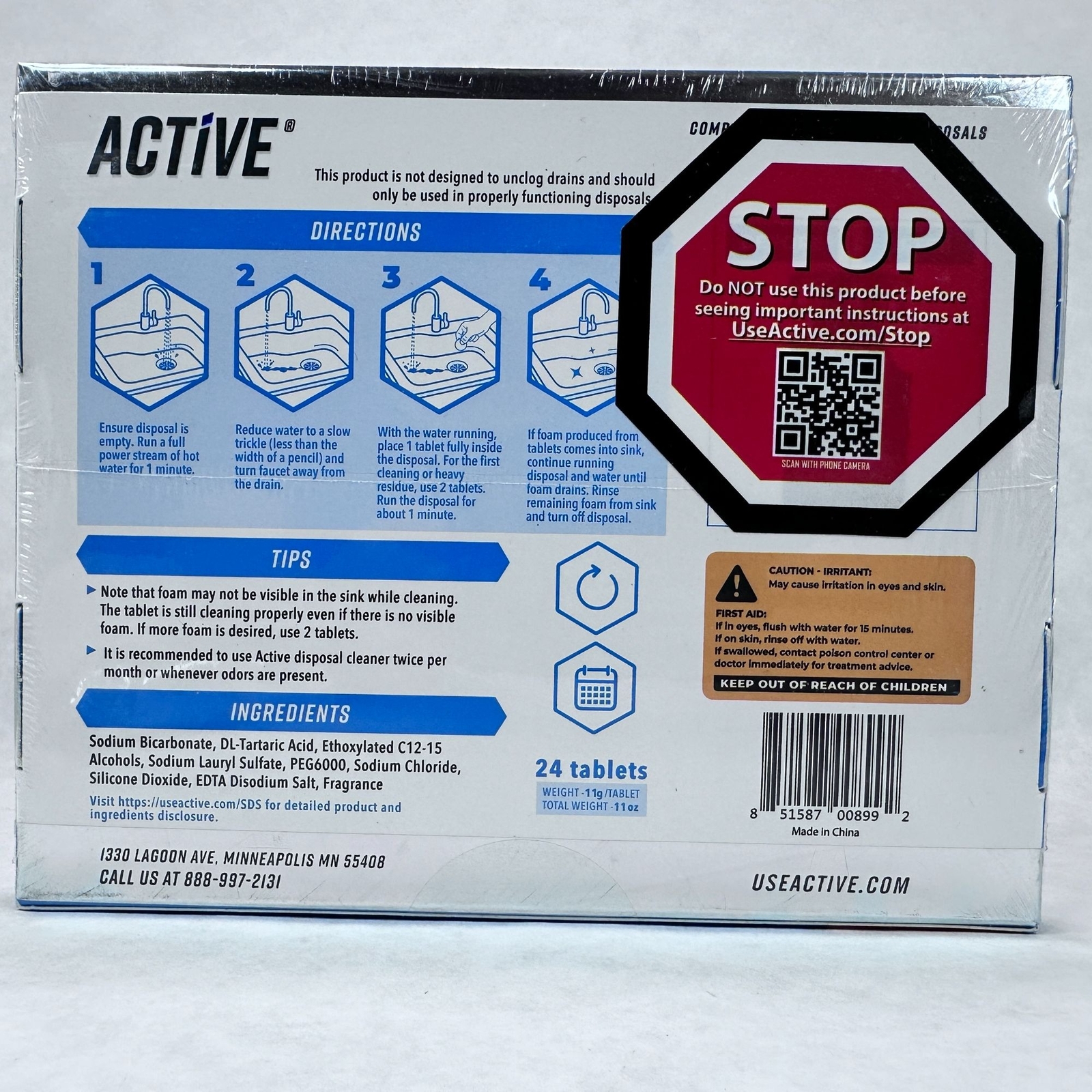 Active Disposal Cleaner 1-Year Supply 24 Tabs Cleans Deodorizes NEW SEALED BOX