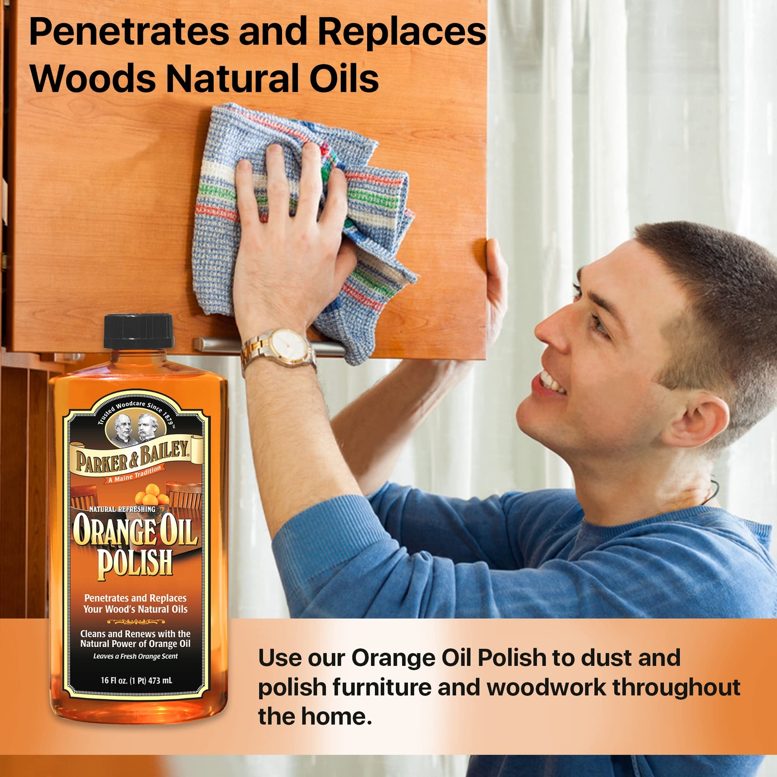 Parker Bailey Orange Oil Wood Cleaner and Polish 16 Fl Oz Natural Shine