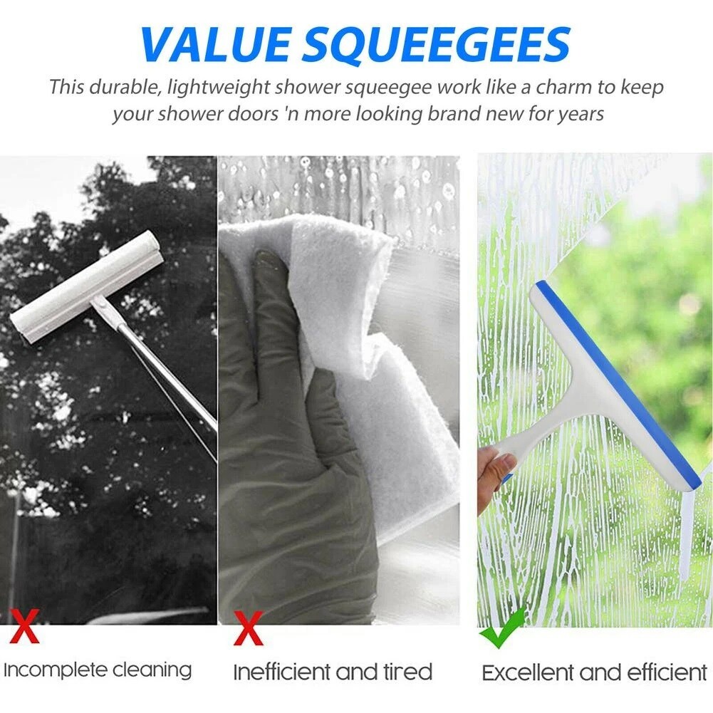 2PCS Squeegee For Shower Mirror Window Door Home Office House Cleaner Car Glass