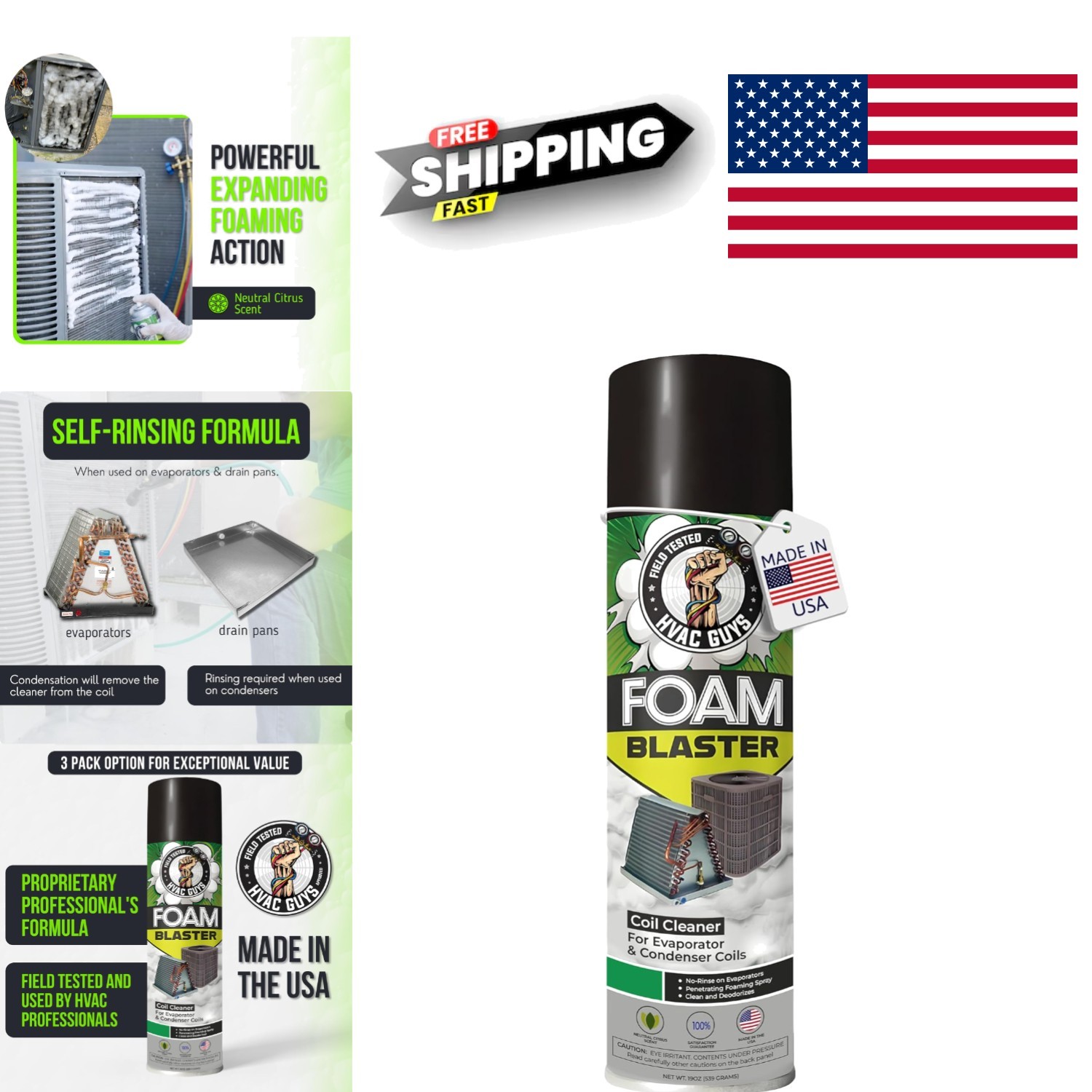 Citrus Scented Foam Cleaner for HVAC Systems 18 Fluid Ounces No Rinse Needed