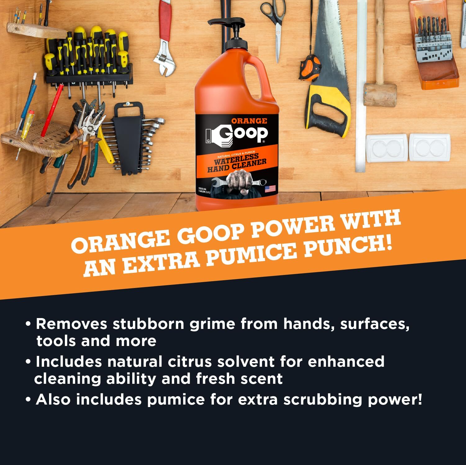 Orange Goop Hand Cleaner Liquid with Pumice 128 Fl Oz Citrus Cleaning Agent