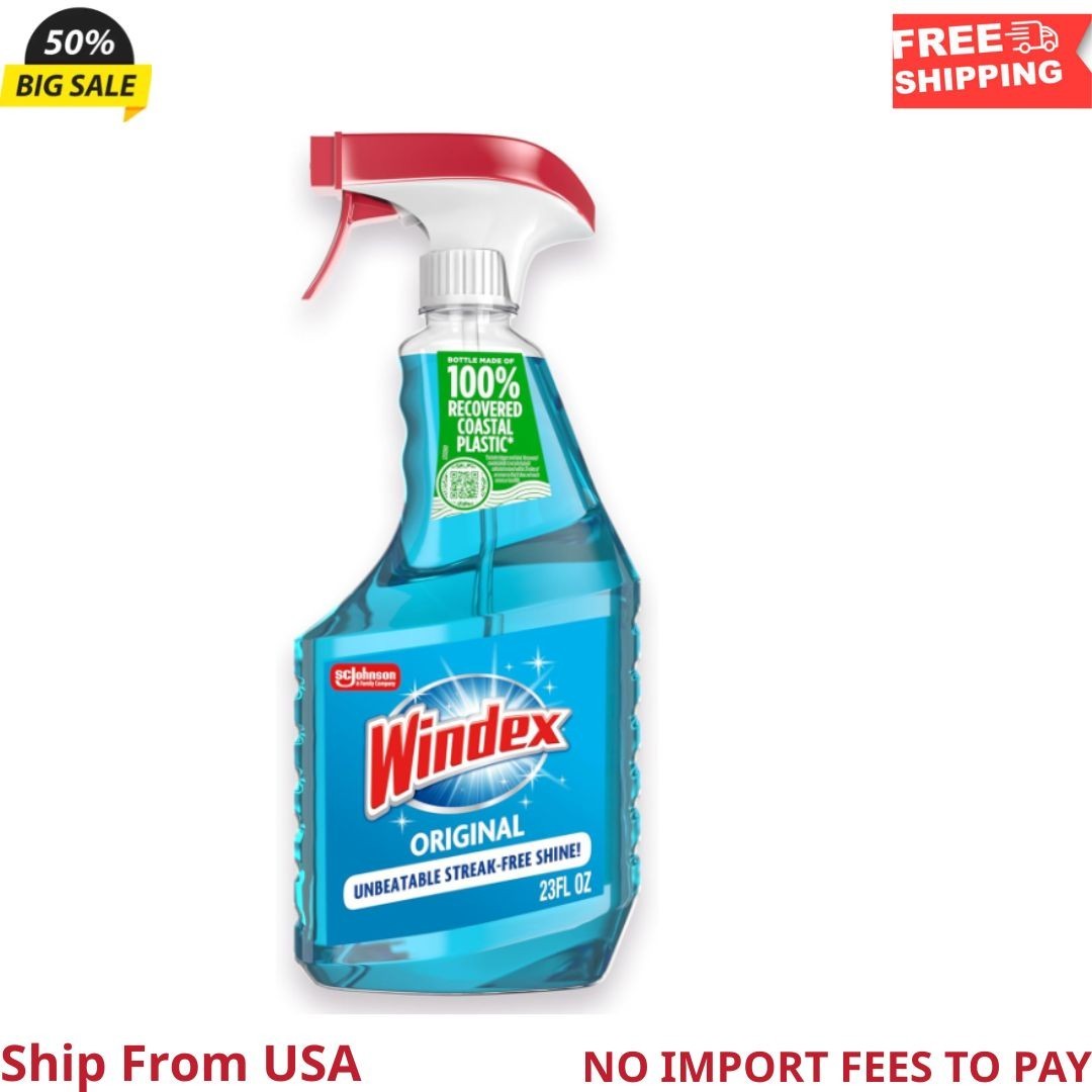 Windex Glass Window Cleaner, Original Blue, Spray Bottle, 23 fl oz New