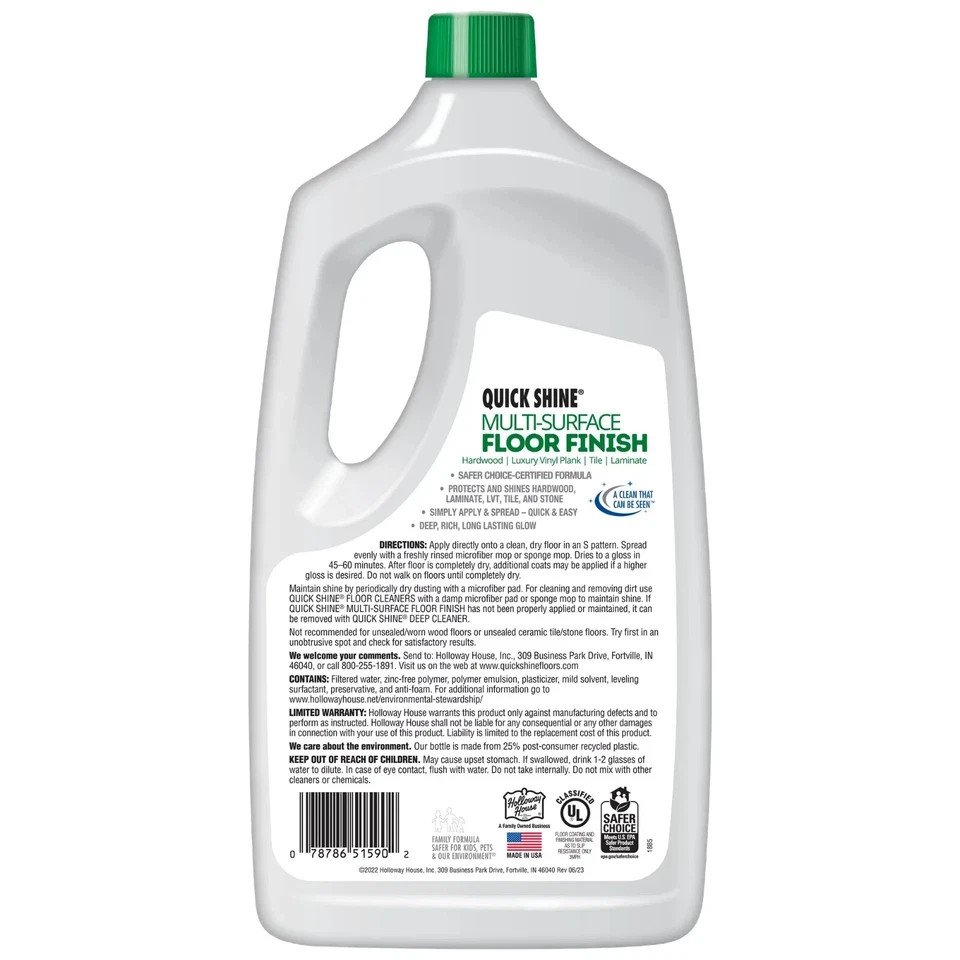 Quick Shine Multi-Surface Floor Finish, Pfas-Free Formula, Floor Polish, 64 Oz