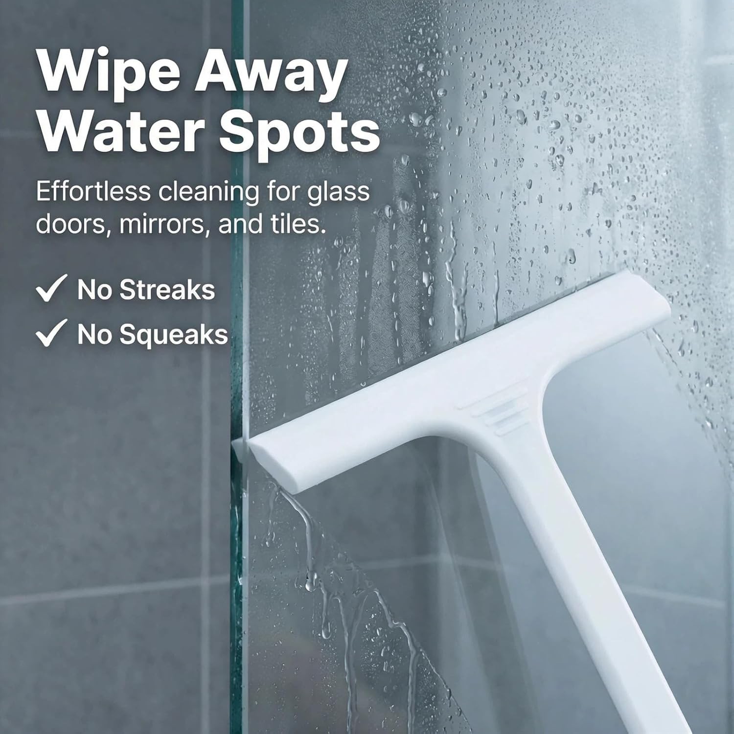 Silicone Shower Squeegee with Built-in Hook and Holder 10 Inch All in One Design