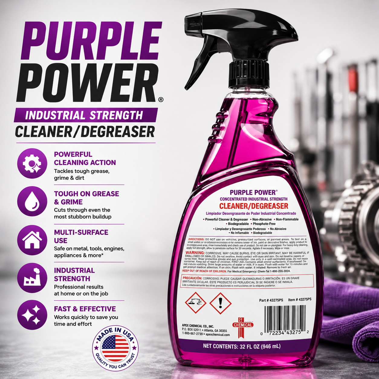 Purple Power Industrial Cleaner Degreaser Concentrate 32 oz Heavy Duty