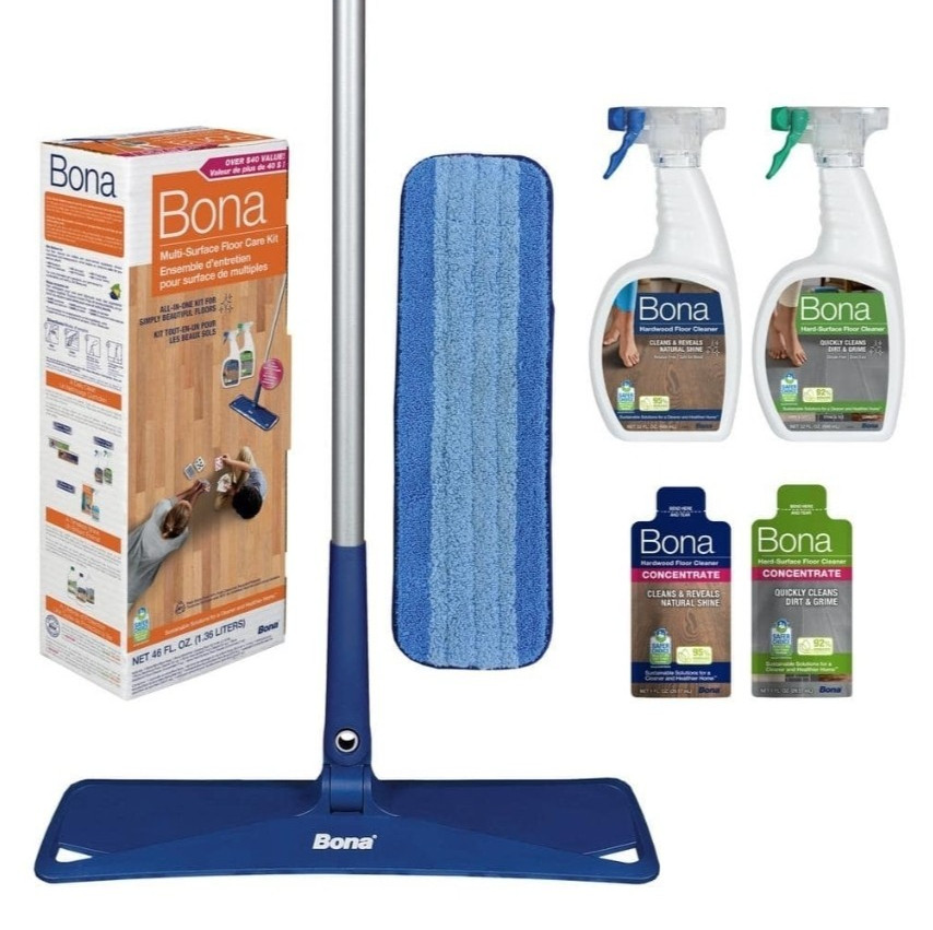 Bona WM710013501 52 in. Steel Handle Fiber Bristle Multi-Surface Floor Care Kit