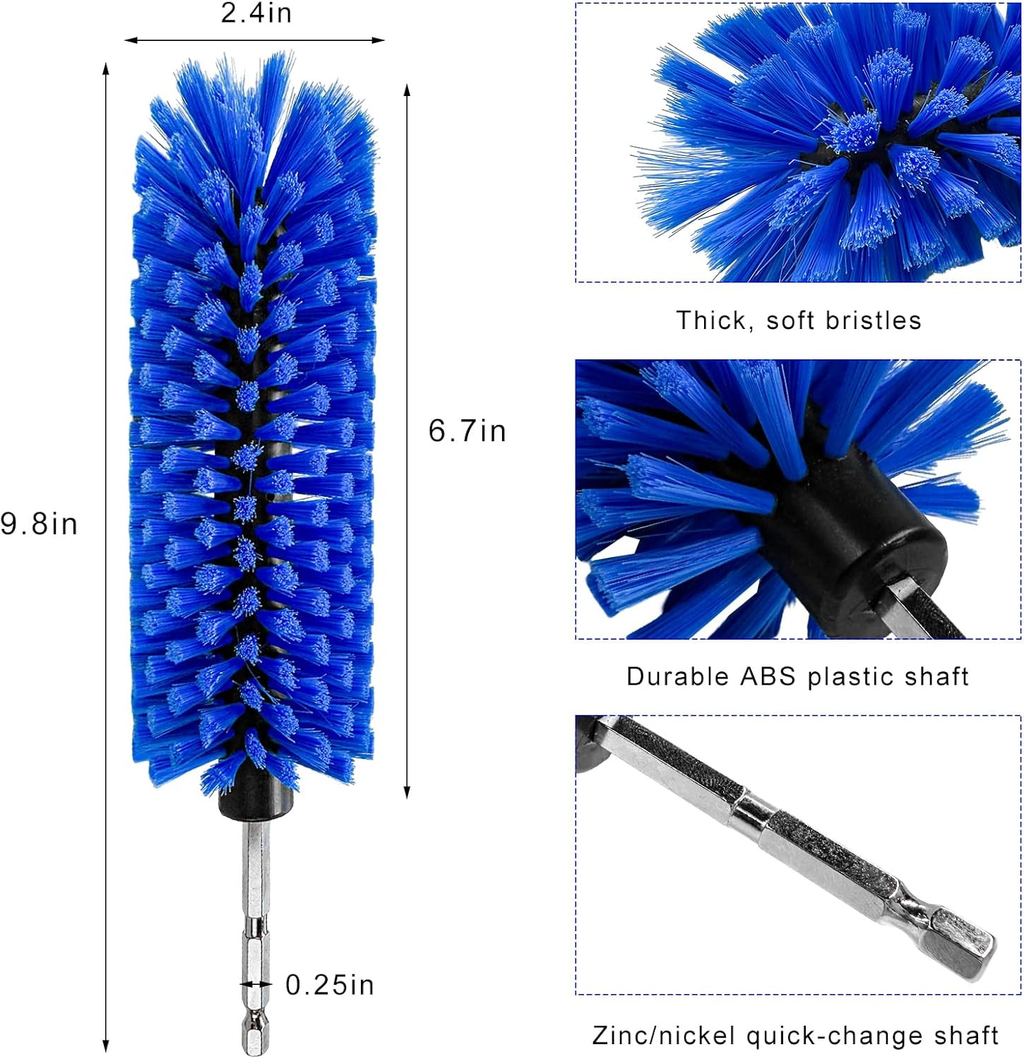 Drill Brush for Car Wheel, Highly Dense Wheel Rim Cleaning Brush with 1/4″ Dr…