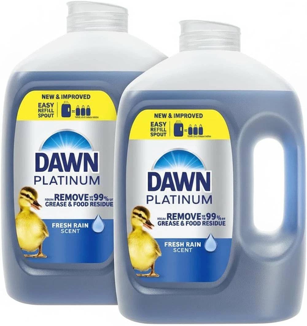 Platinum Refill Jug Dish Soap, Fresh Rain Scent Liquid Dishwashing Detergent Pow
