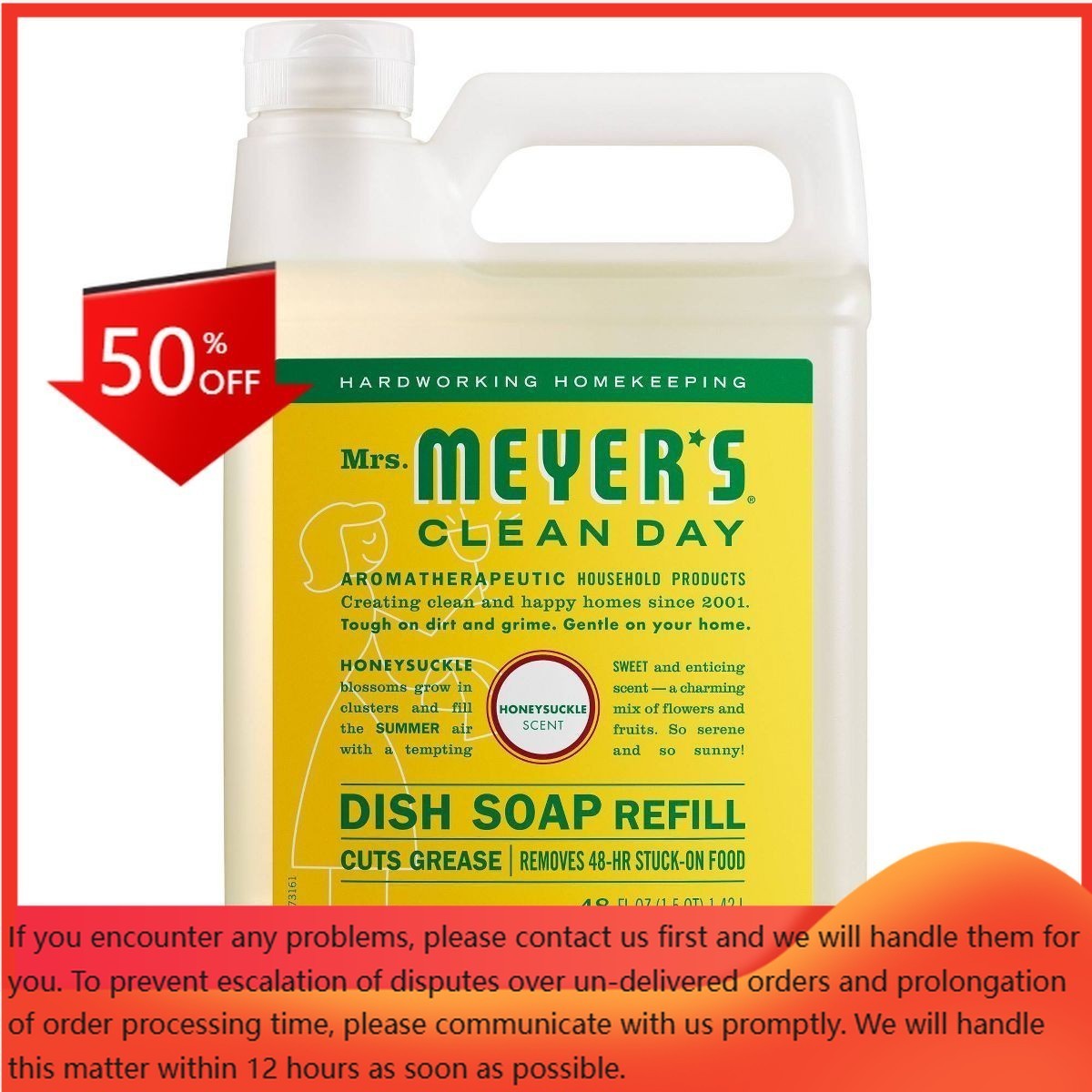 Mrs. Meyer’s Clean Day Honeysuckle Scent Dish Soap Refill – 48 fl oz