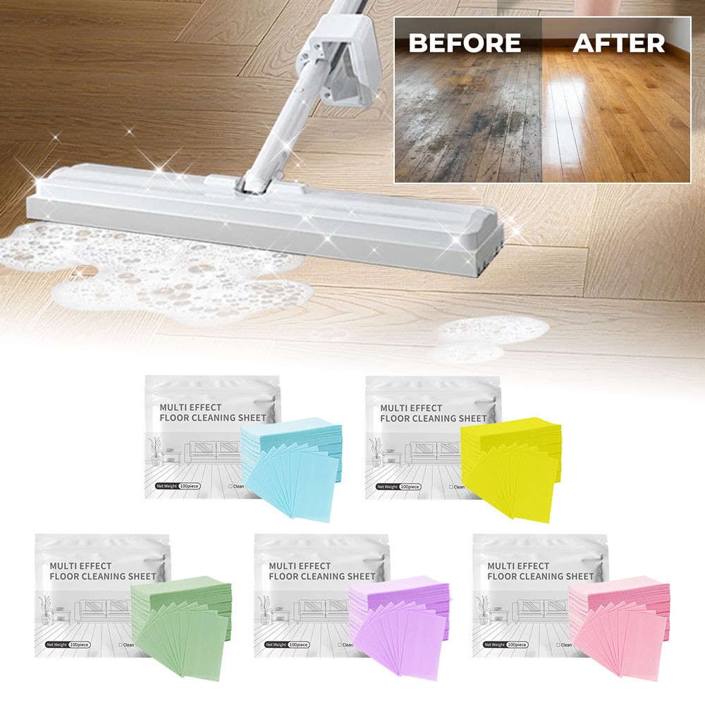 Multi-Effect Floor Cleaning Sheets,100pcs Water-Soluble Floor Cleaning Sheets