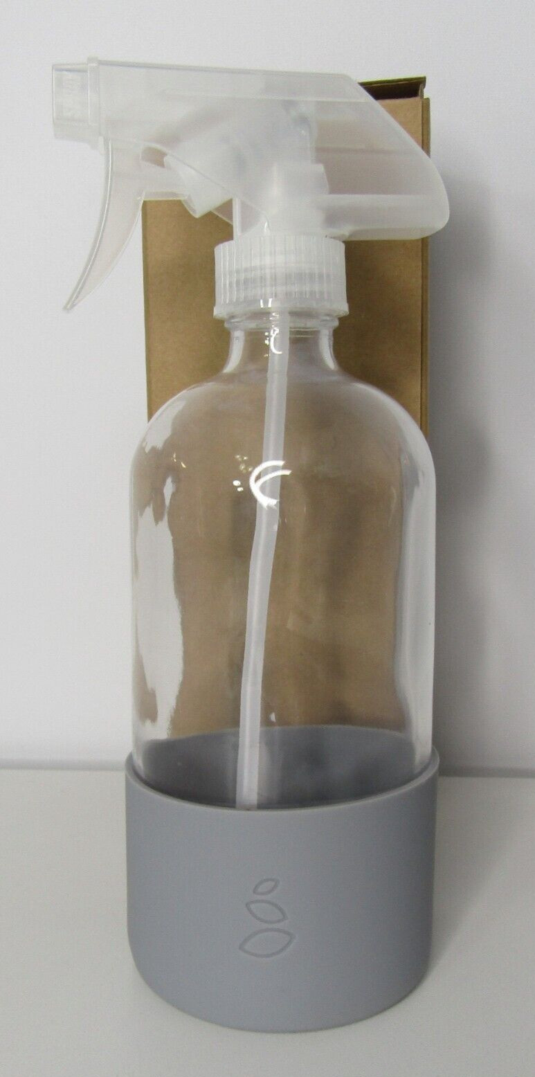 Grove Collaborative 16oz Glass Spray Bottle With Gray Silicone Sleeve New