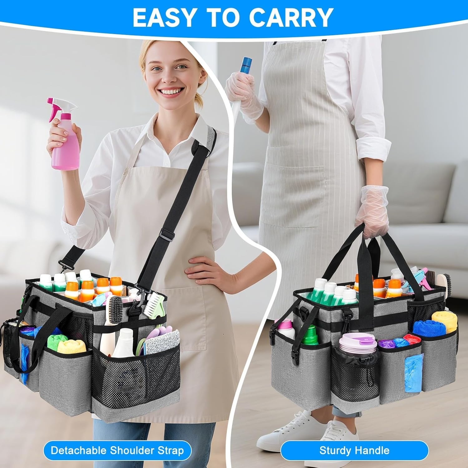 Stylish Medium Cleaning Supplies Organizer Bag with Comfortable Shoulder Strap