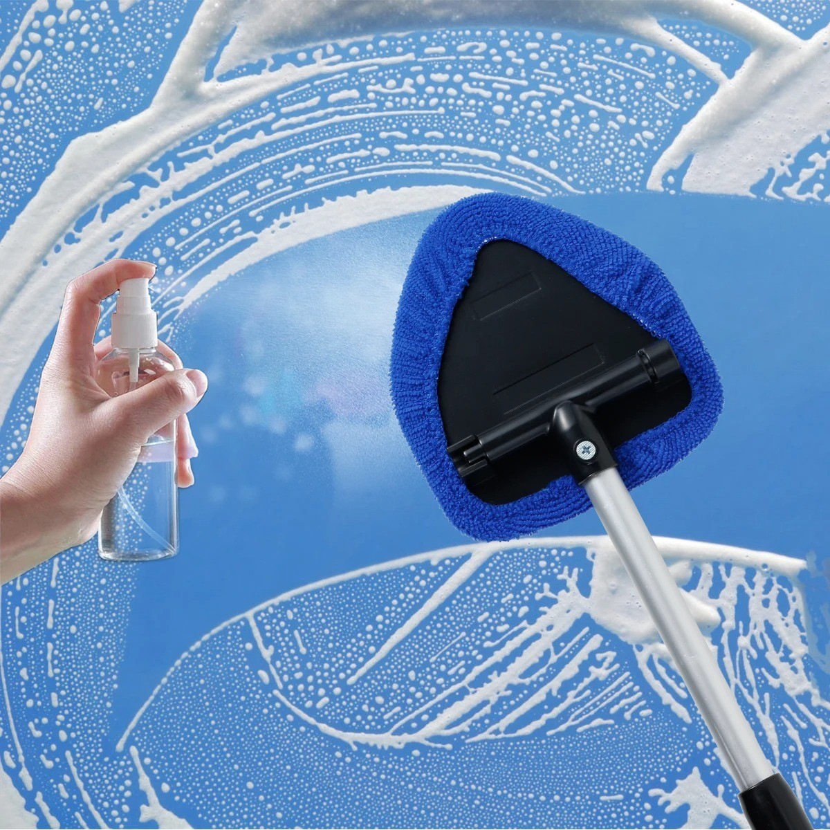 Windshield Cleaning Tool Kit Car Window Glass Wiper Cleaner Brush Pad Extendable