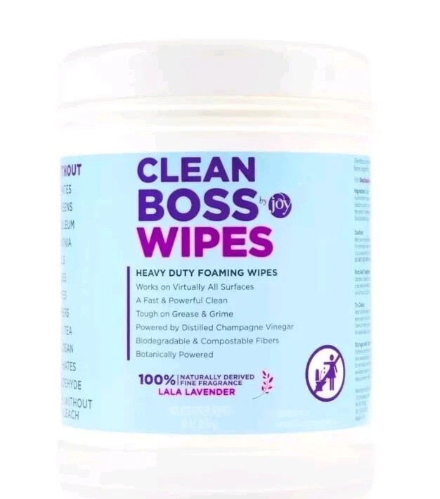 Joy CleanBoss Multi-Surface Lavender Cleaning Wipes 4-Pack Mega Tubs, 640 wipes