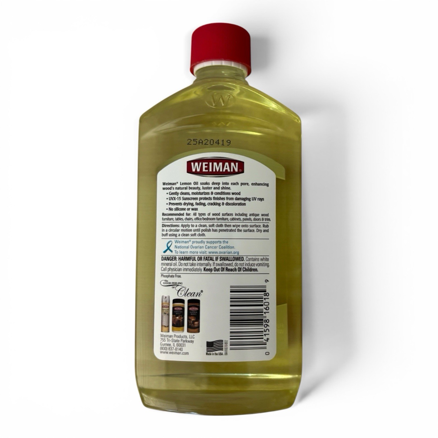 NEW! Weiman Lemon Oil Wood Furniture Polish with UVX-15 Sunscreen, 16 Fl. Oz.