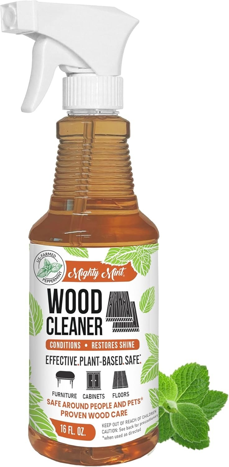 Gentle Plant-Based Wood Cleaner & Conditioner – Safe for Pets, 16 oz Peppermint