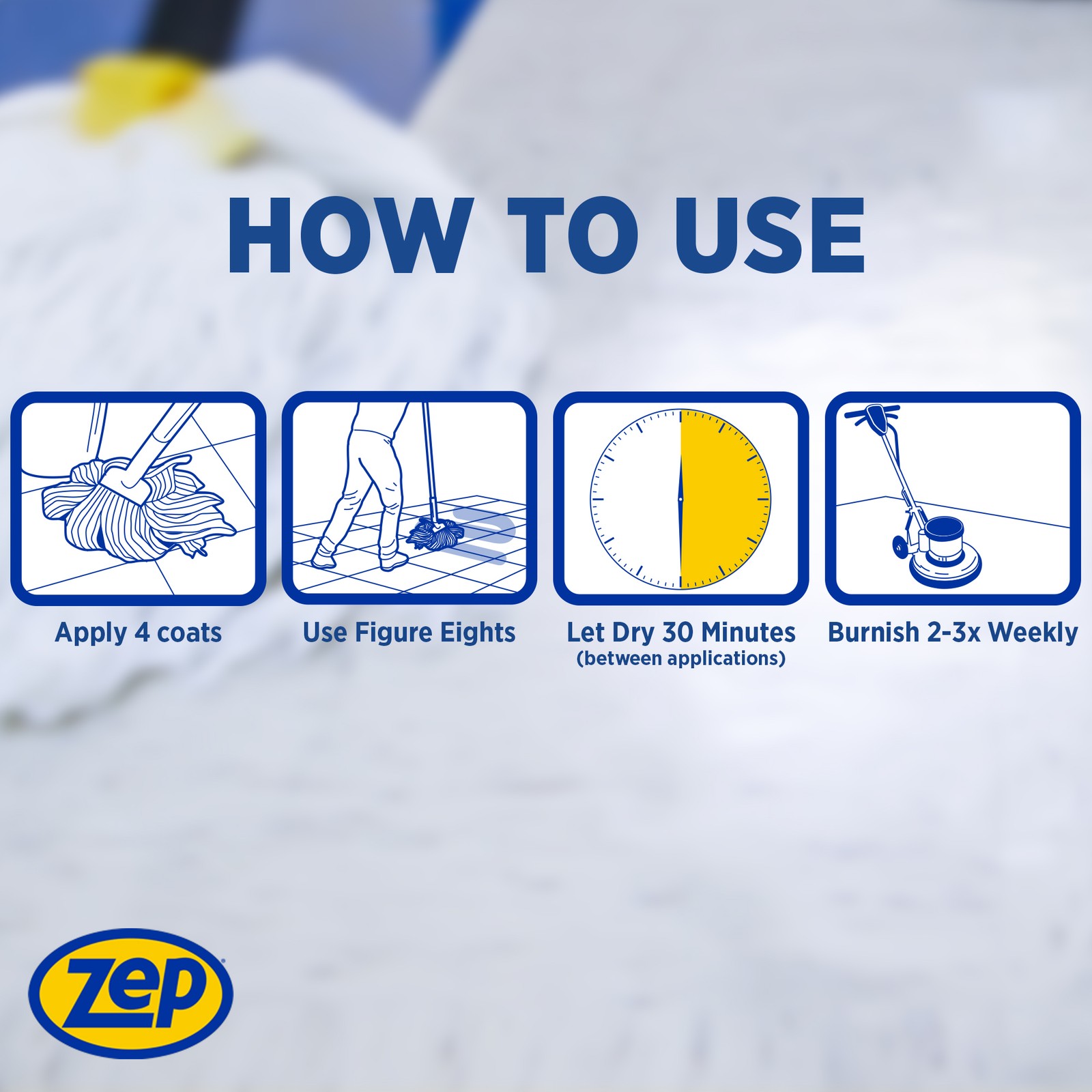 Zep Wet Look Floor Polish – 1 Gallon (Case of 4) ZUWLFF128 – Long Lasting Glossy
