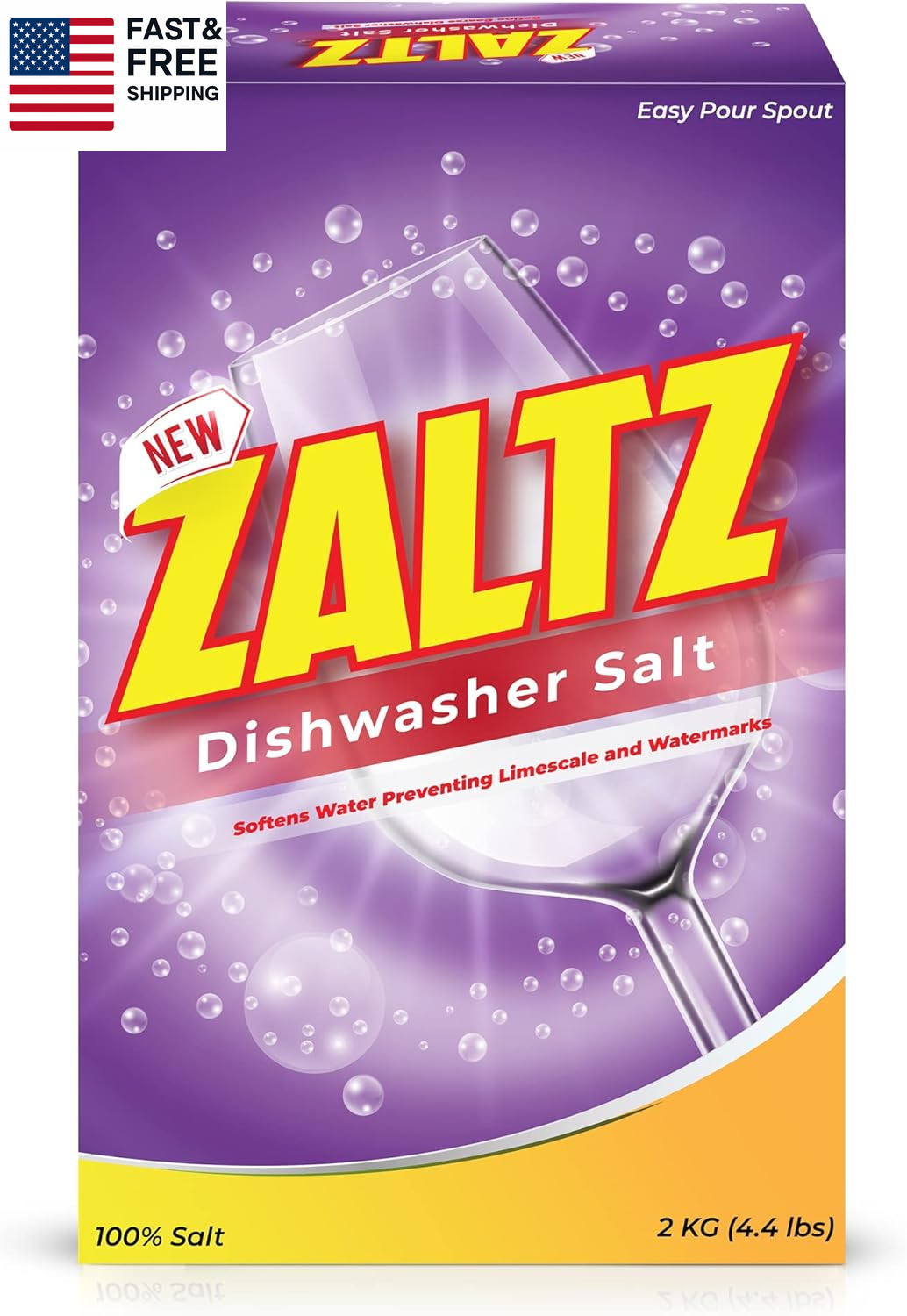 Zaltz Dishwasher Salt – Water Softener, Cleaner, Rinse Aid with Easy Pour Spout