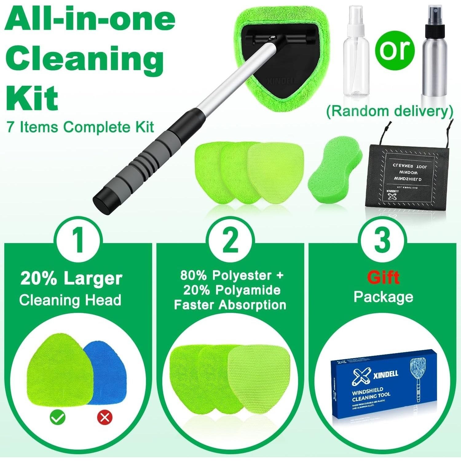 Portable Window Windshield Cleaing Tool Microfiber Car Wiper Cleaner Glass Brush