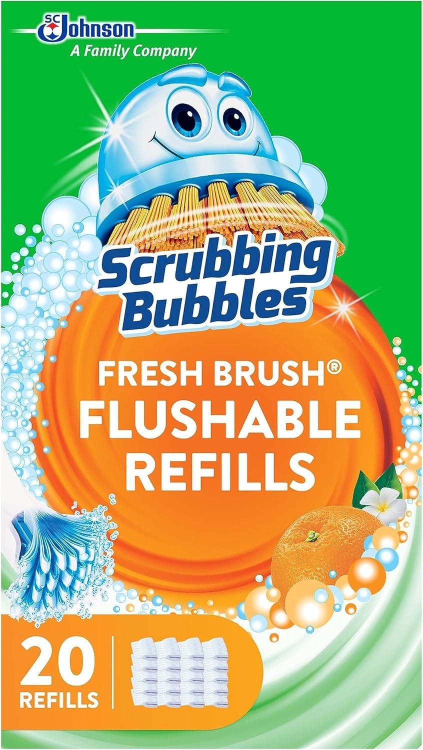 Scrubbing Bubbles Flushable Toilet Bowl Wand Cleaner Refills Fresh Brush 20CT1PK