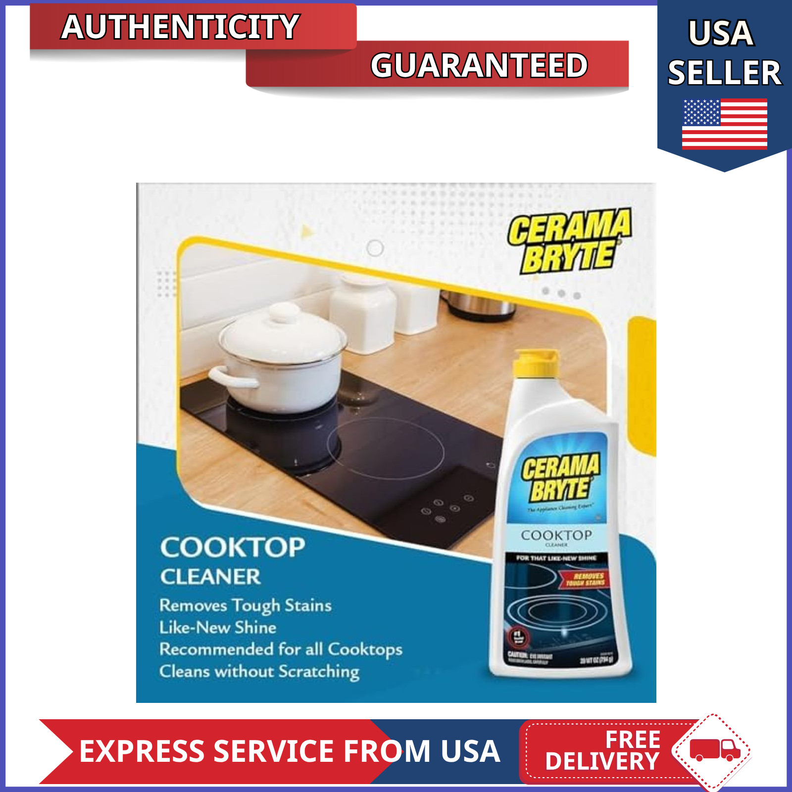 Cerama Bryte Cooktop Cleaner for Glass-Ceramic Surfaces, 18 oz, 2 Pack