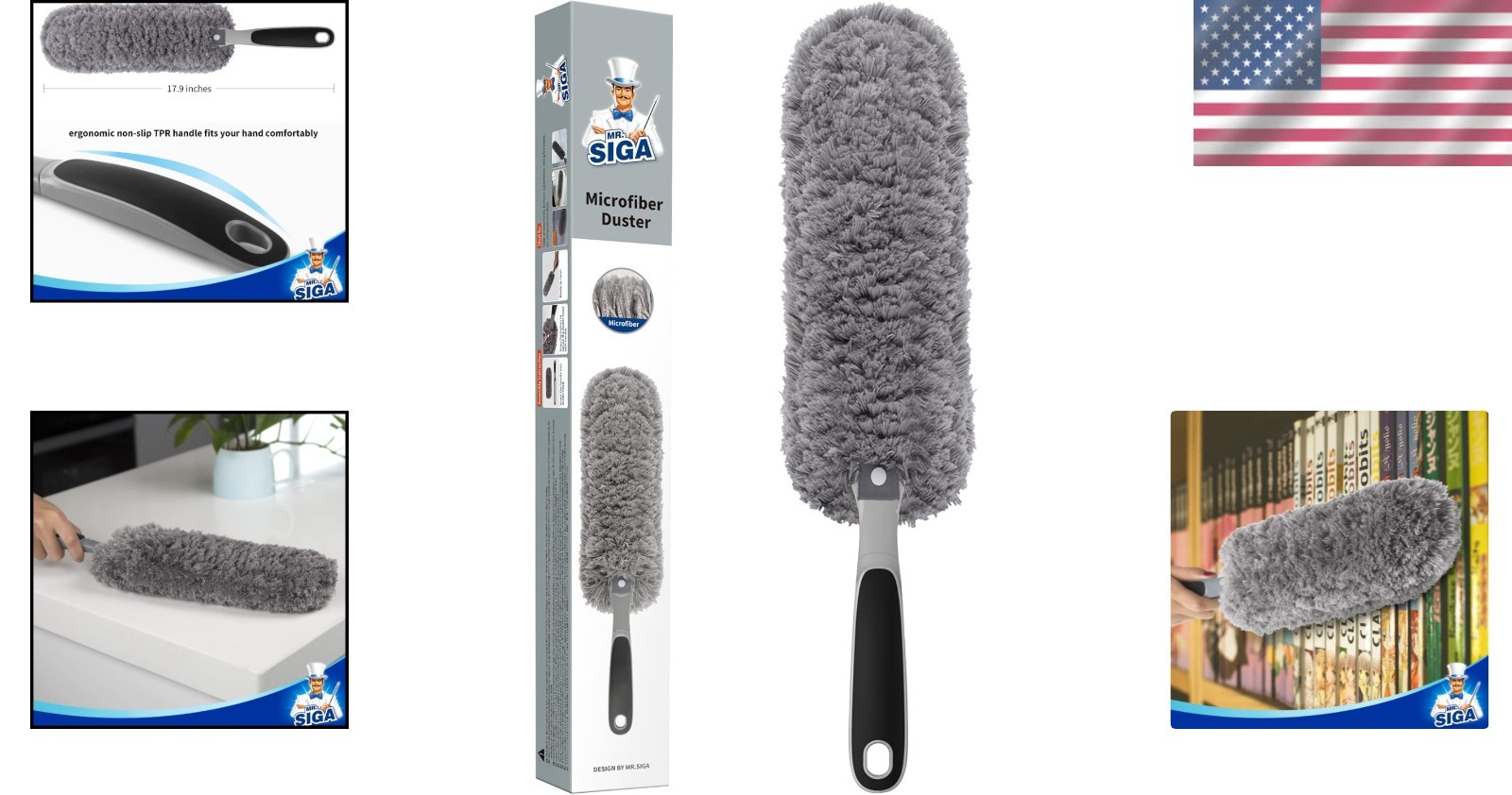 High-Performance Gray Microfiber Duster, Washable, Ideal for Modern Homes