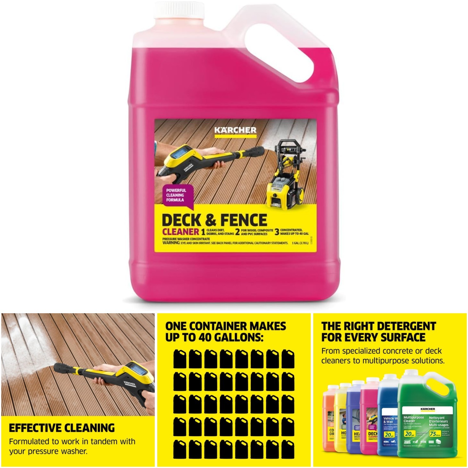 Wood Fence Deck Cleaner 40 Gal Concentrated Dirt Grime Remover Composite PVC