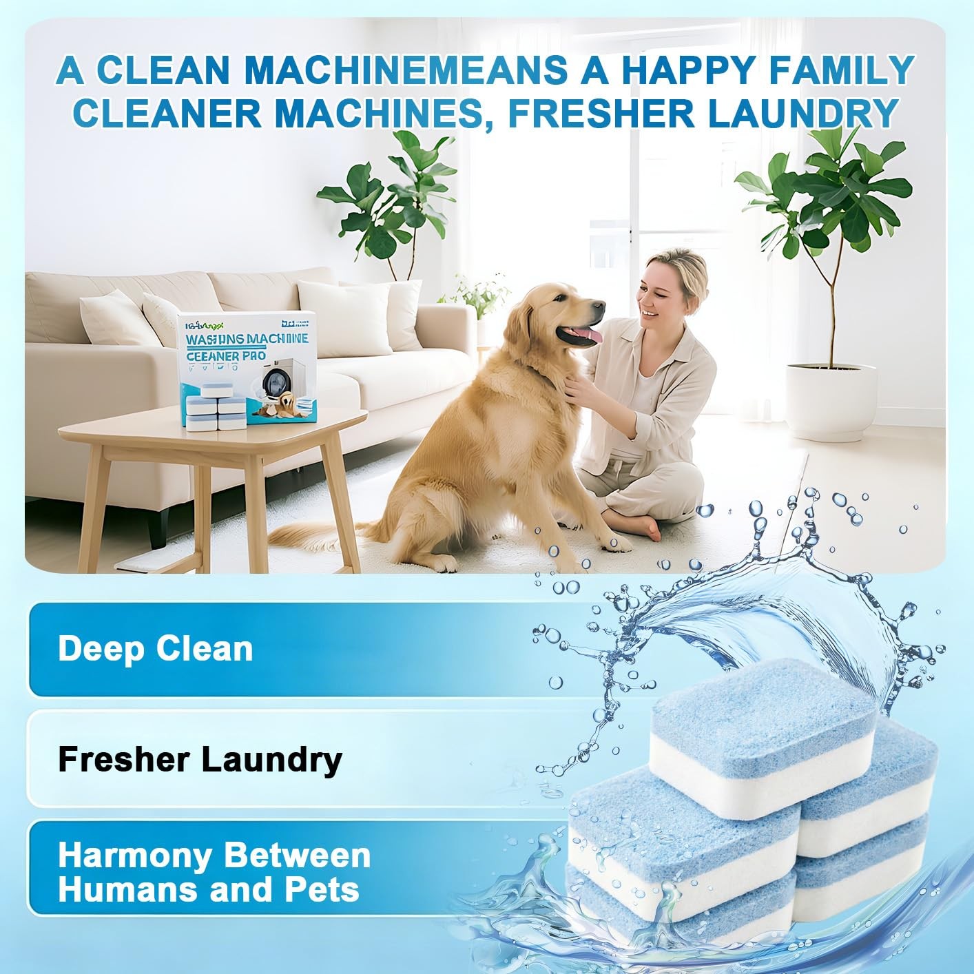 Washing Machine Cleaner Tablets for Pet Owners, 25 Pack Deep Clean Descaler, …