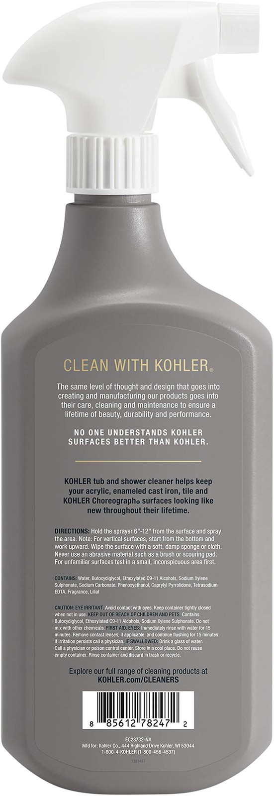 Kohler K-EC23732-NA Tub and Shower Cleaner Bathroom Cleaner 28 FL Oz