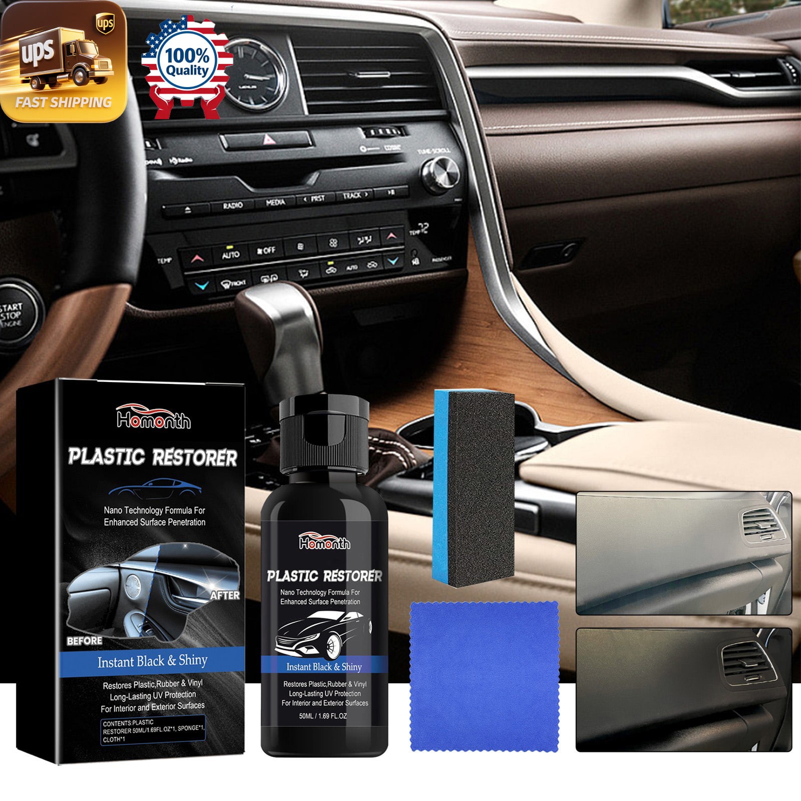 Dashboard Plastic Restorer – Clean Interior Seat Decontamination Use 🚗