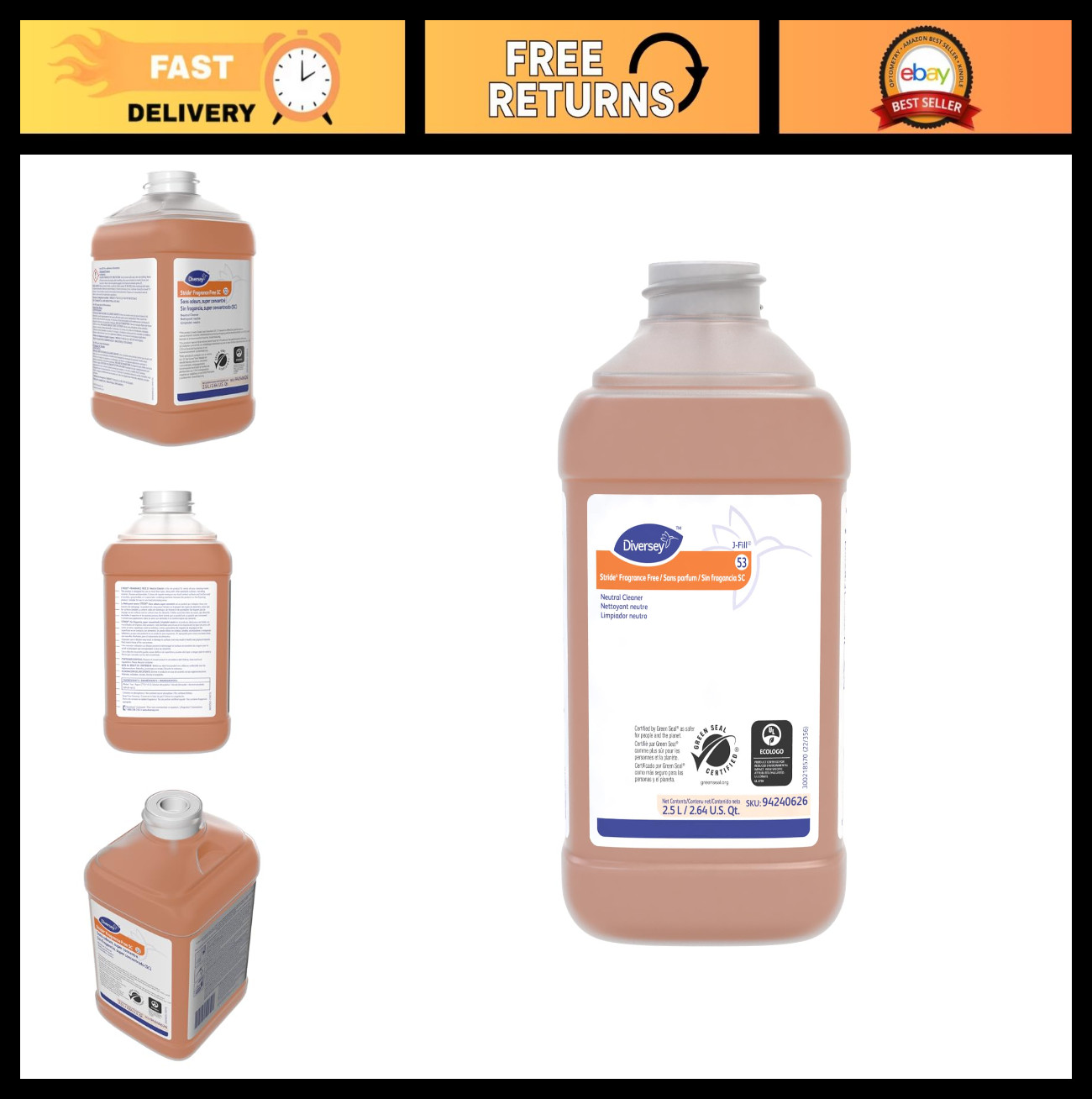 Fragrance-Free Commercial Floor Cleaner, Unscented J-Fill Concentrate, 2.5L