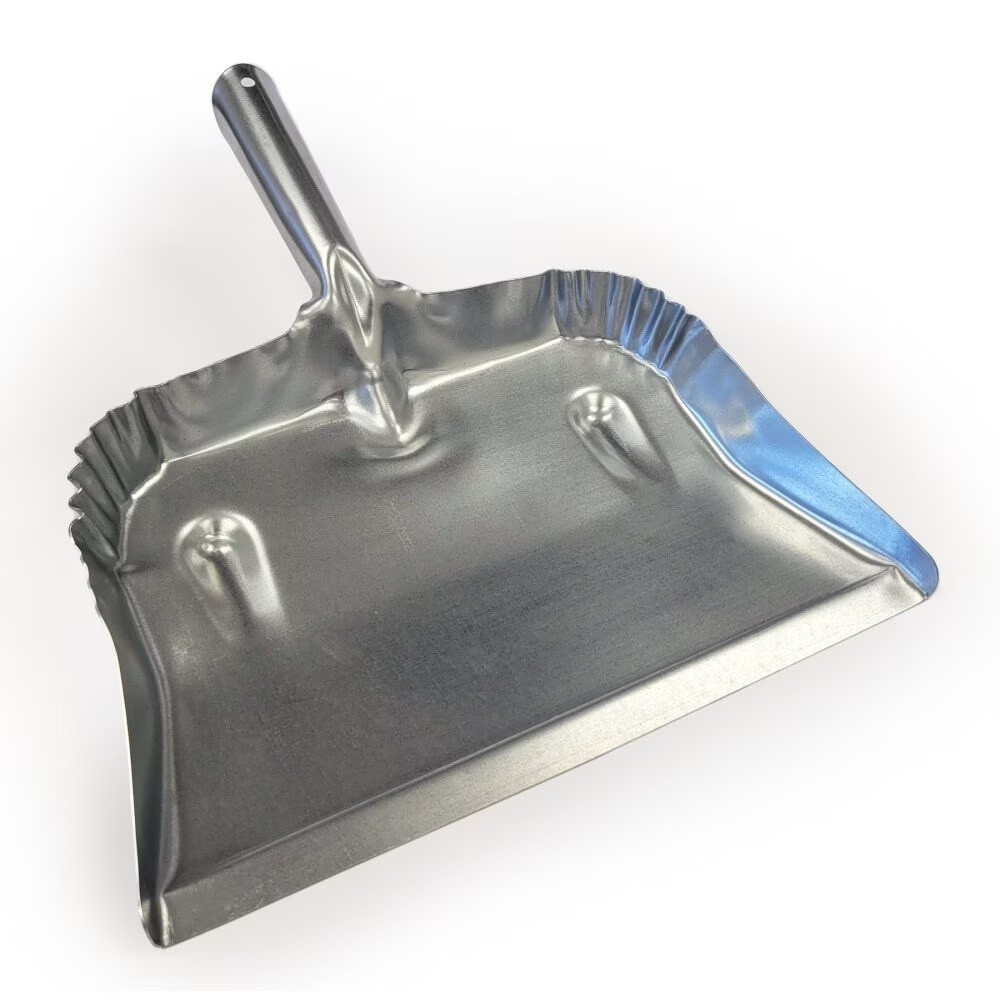 Heavy Duty Large Metal Dustpan with Long Handle for Garage Workshop
