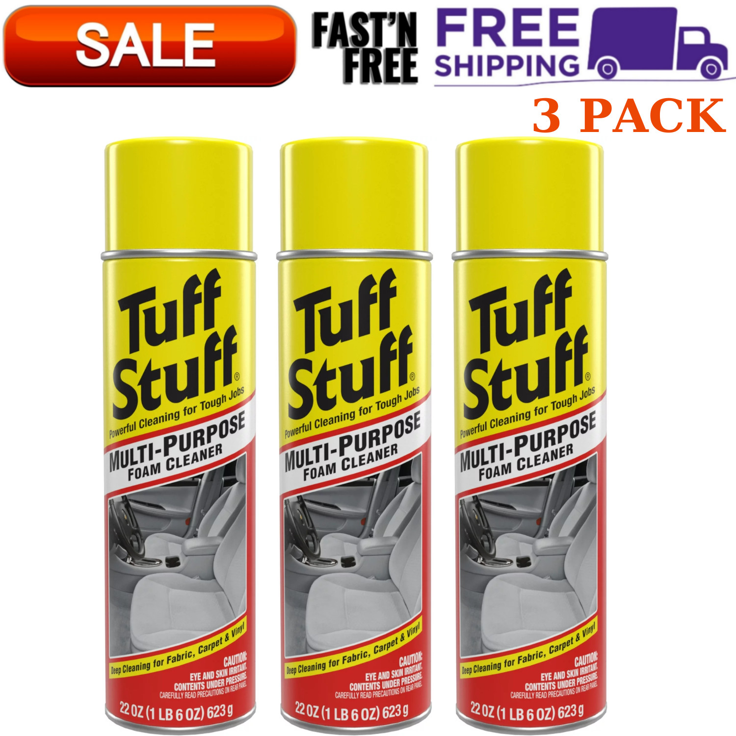 (3 PACK) Multi Purpose Foam Cleaner – 22 OZ Container, Free Shipping