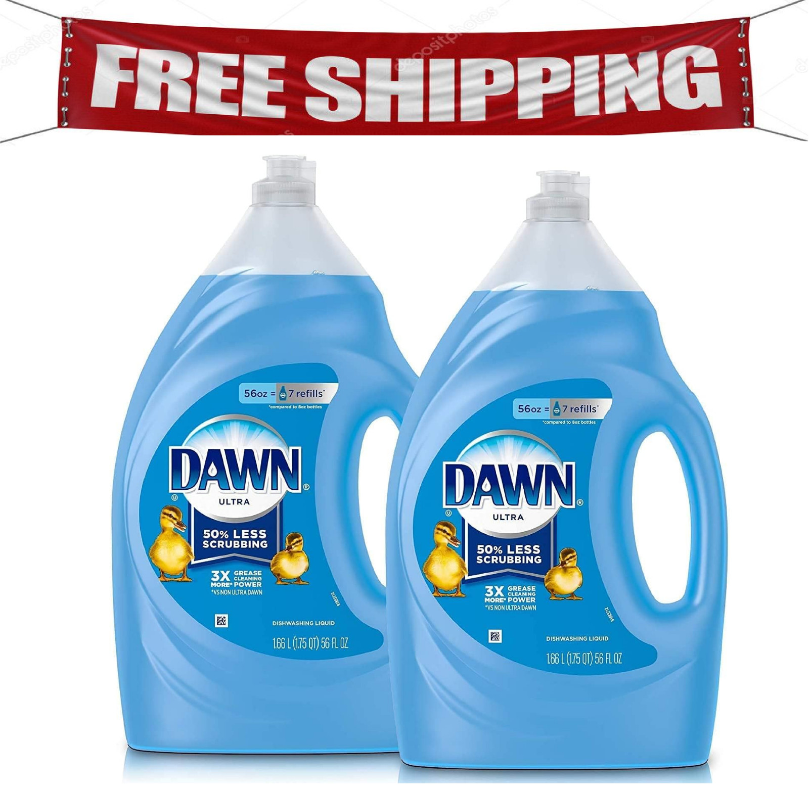 Dawn Ultra Dish Soap Liquid Original Scent 56oz Pack of 2 Dishwashing Refill